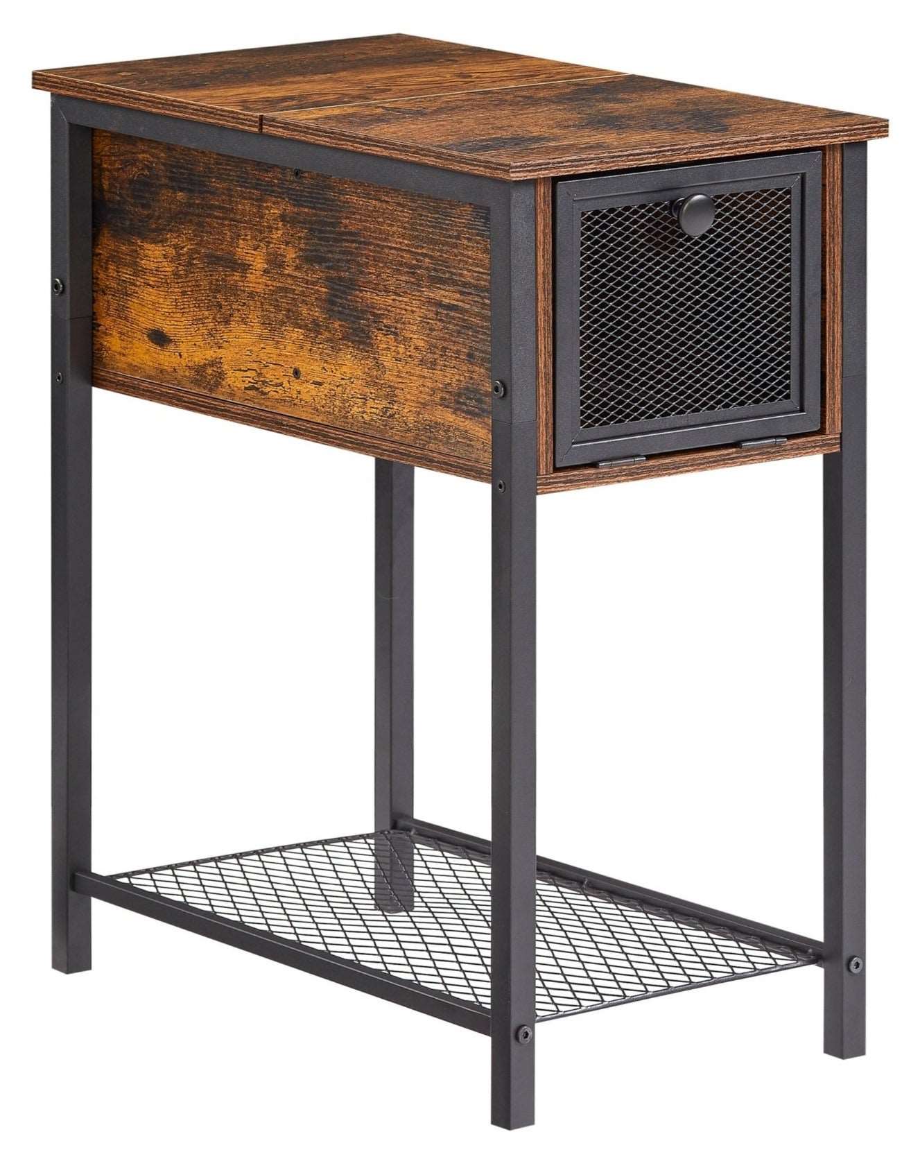 VECELO 24''Tall Flip Top Narrow Side Table with Storage Shelf for Living Room - VECELO