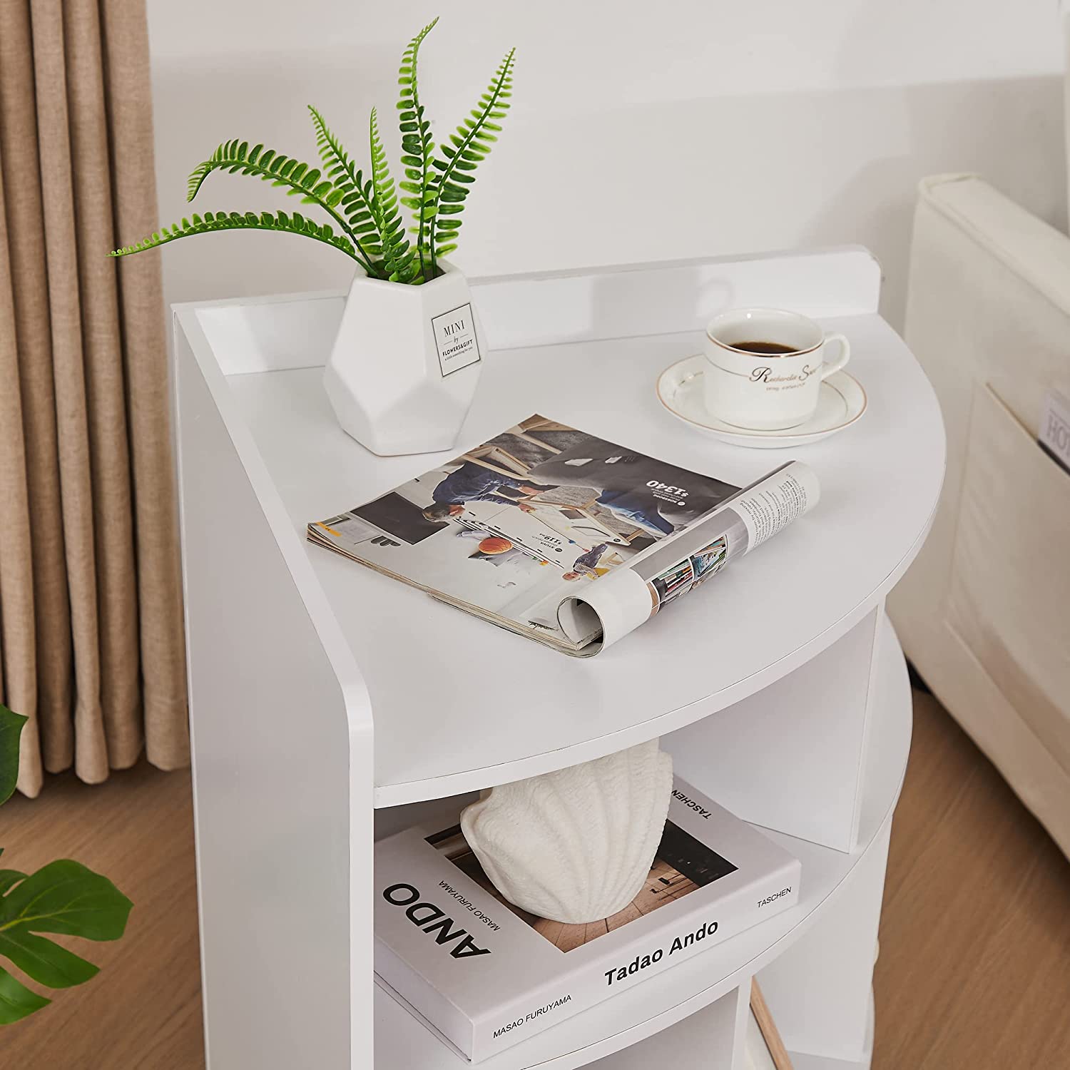 VECELO 3-Tier Corner Cabinet with 8 Cubbies, Wooden Cube Storage Organizer - VECELO