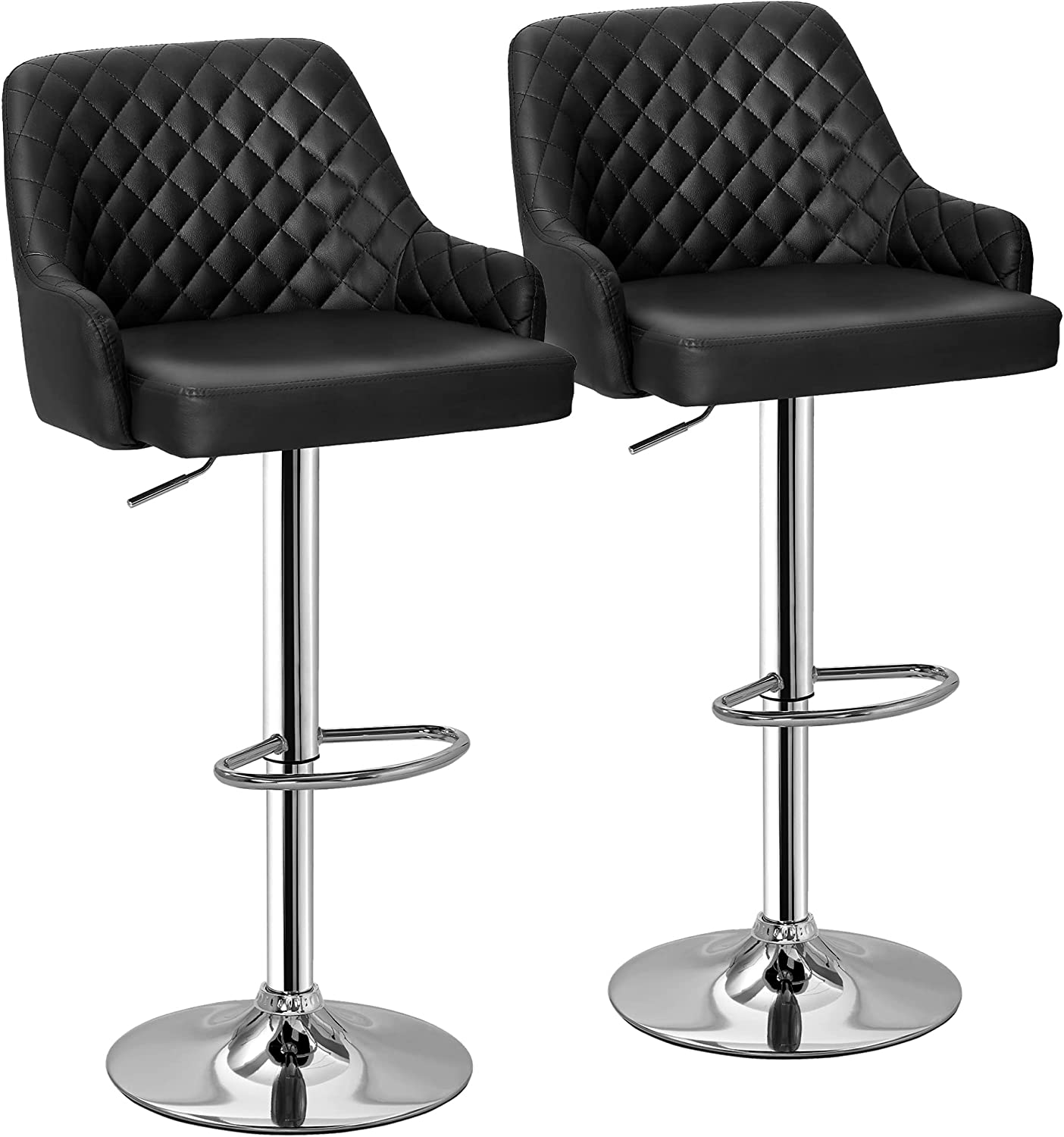 VECELO Adjustable Bar Stools with Back, Bar Height Stools for Kitchen Counter - VECELO