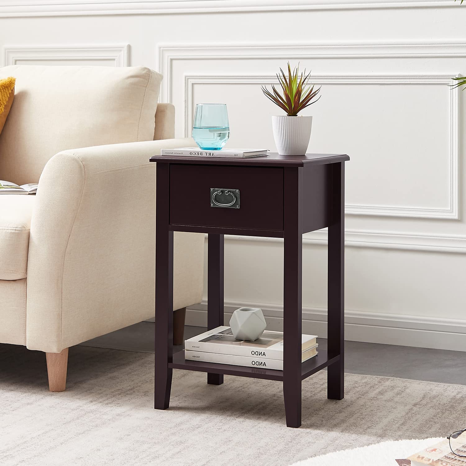 VECELO Modern Nightstands Set of 2, Side End Table with Drawers
