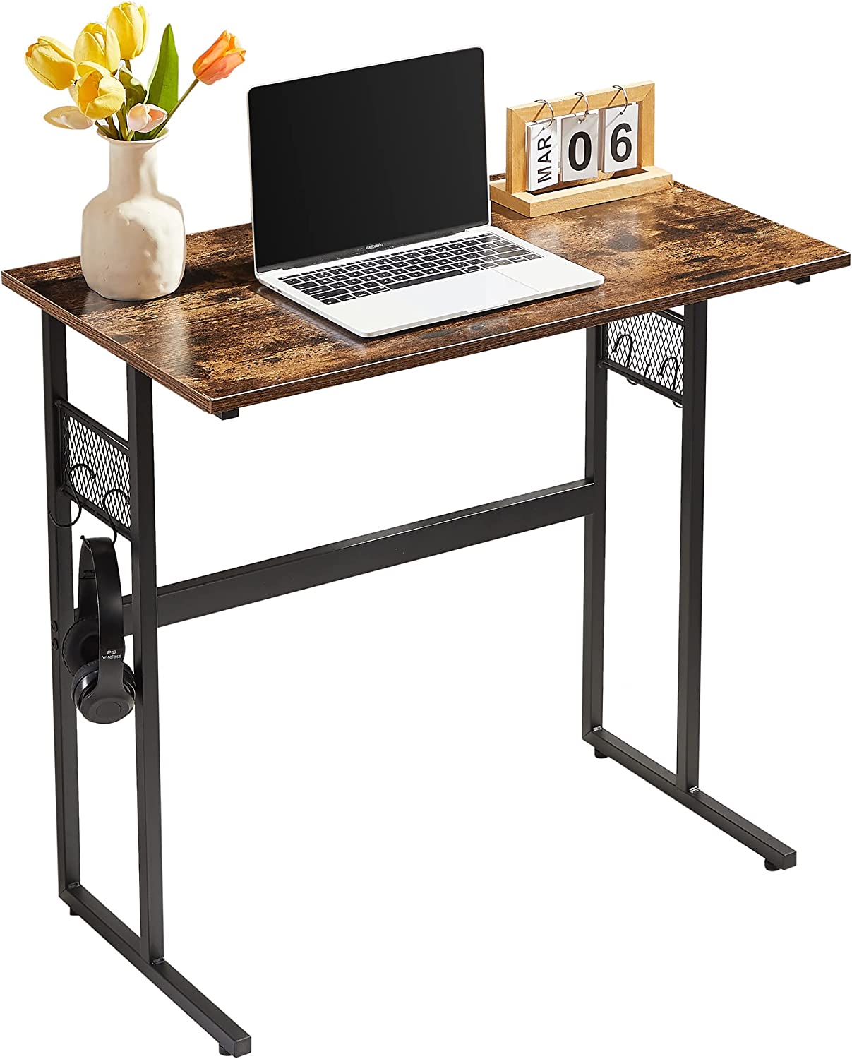 VECELO Computer Desk with Storage Sturdy Laptop No Assembly Required Study Table - VECELO