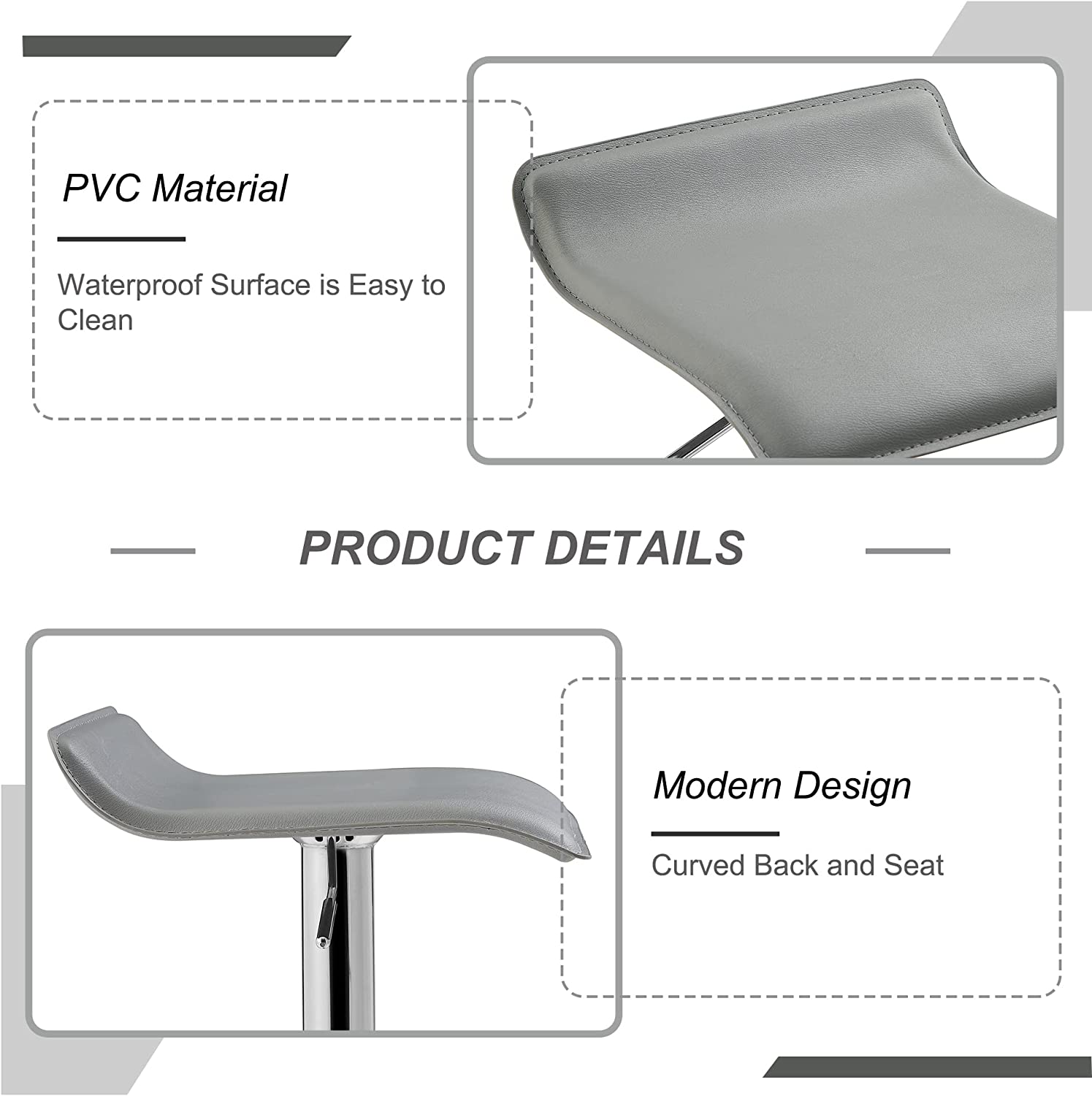 VECELO Counter Height Bar Stools Set of 2, Adjustable Barstools - VECELO