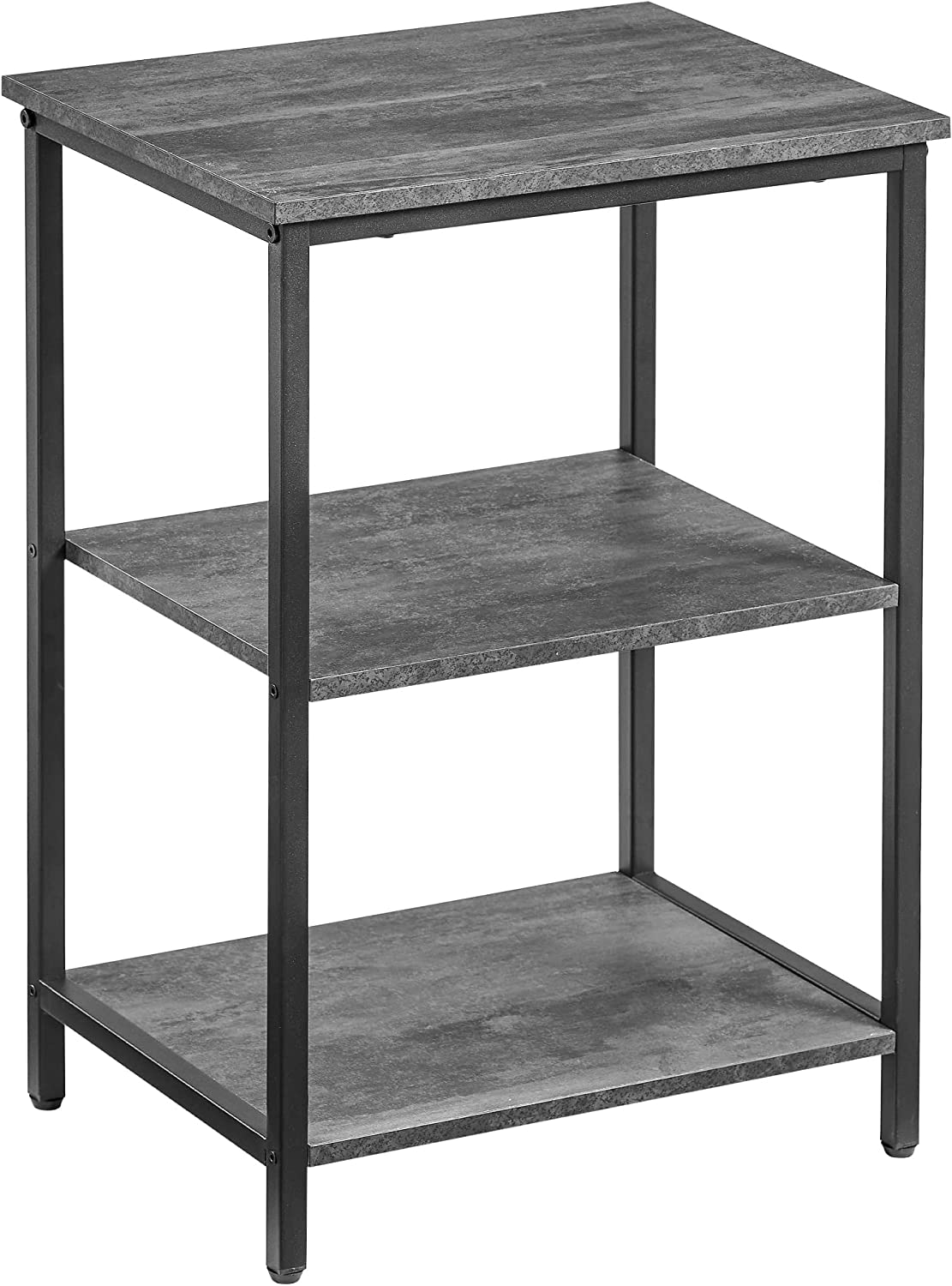 VECELO End Side Table with Storage Shelves Industrial Night Stand, 3-Tier Slim Nightstand for Living Room, Bedroom