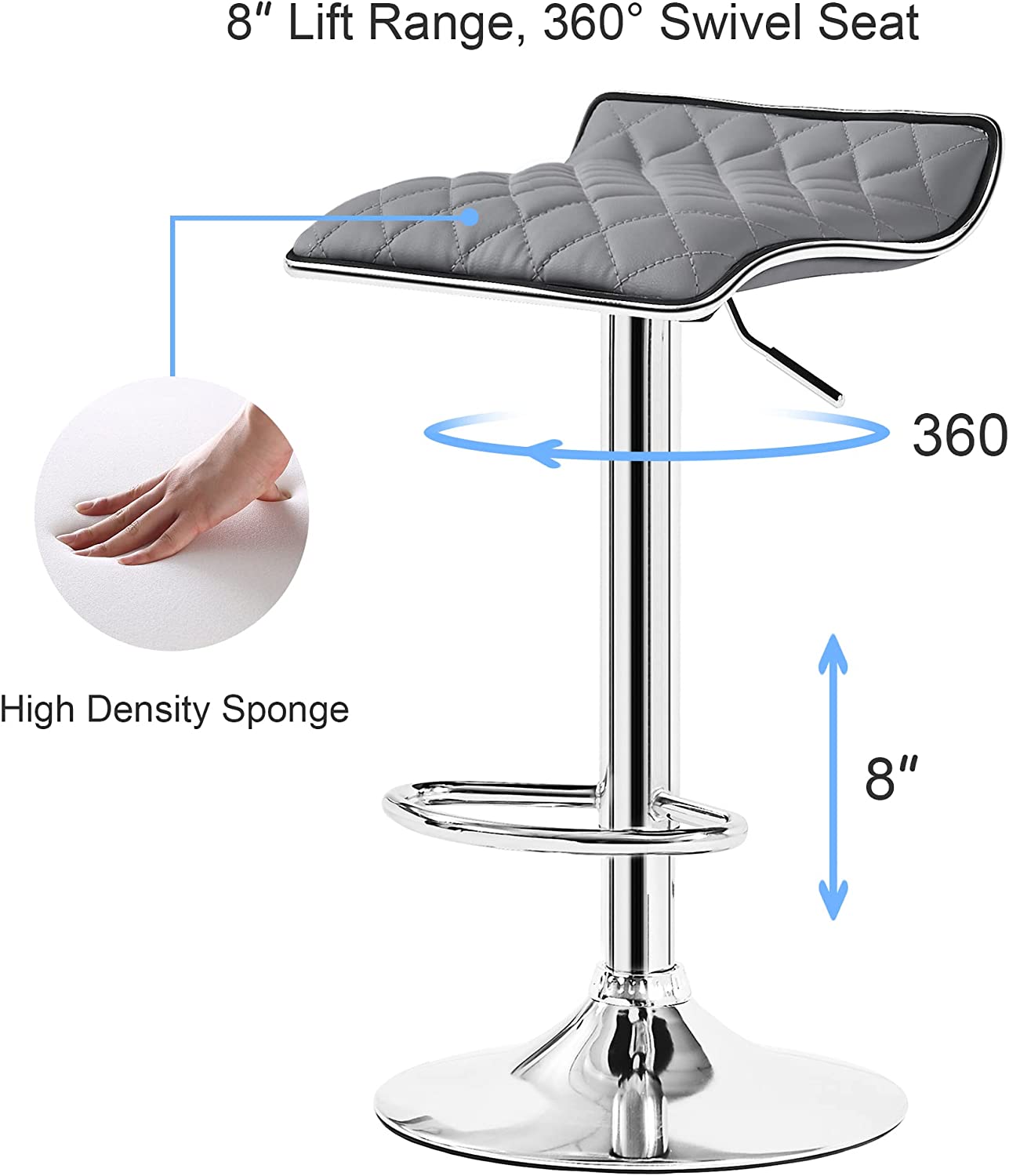 VECELO Bar Stools Set of 2, Kitchen Island Counter Height Bar Chairs - VECELO