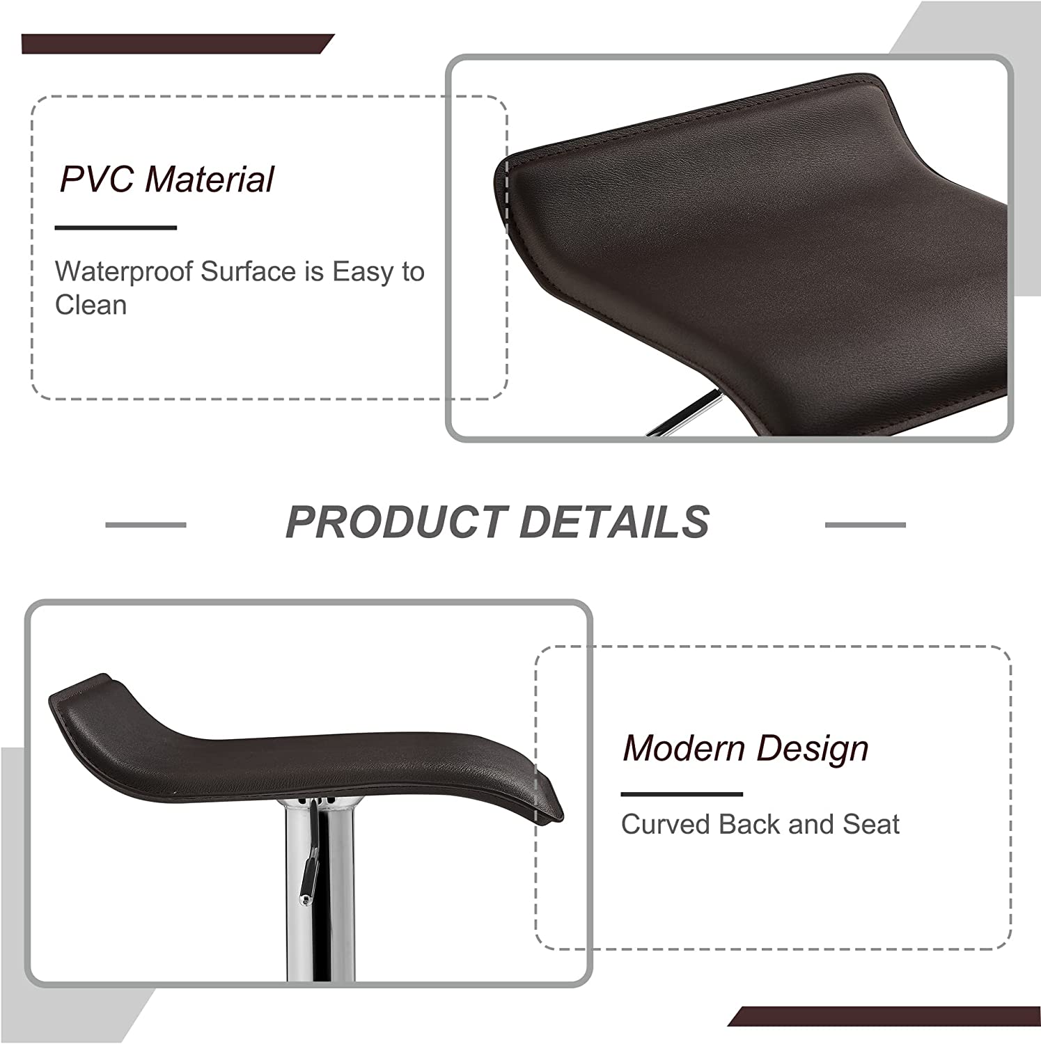 VECELO Counter Height Bar Stools Set of 2, Adjustable Barstools - VECELO