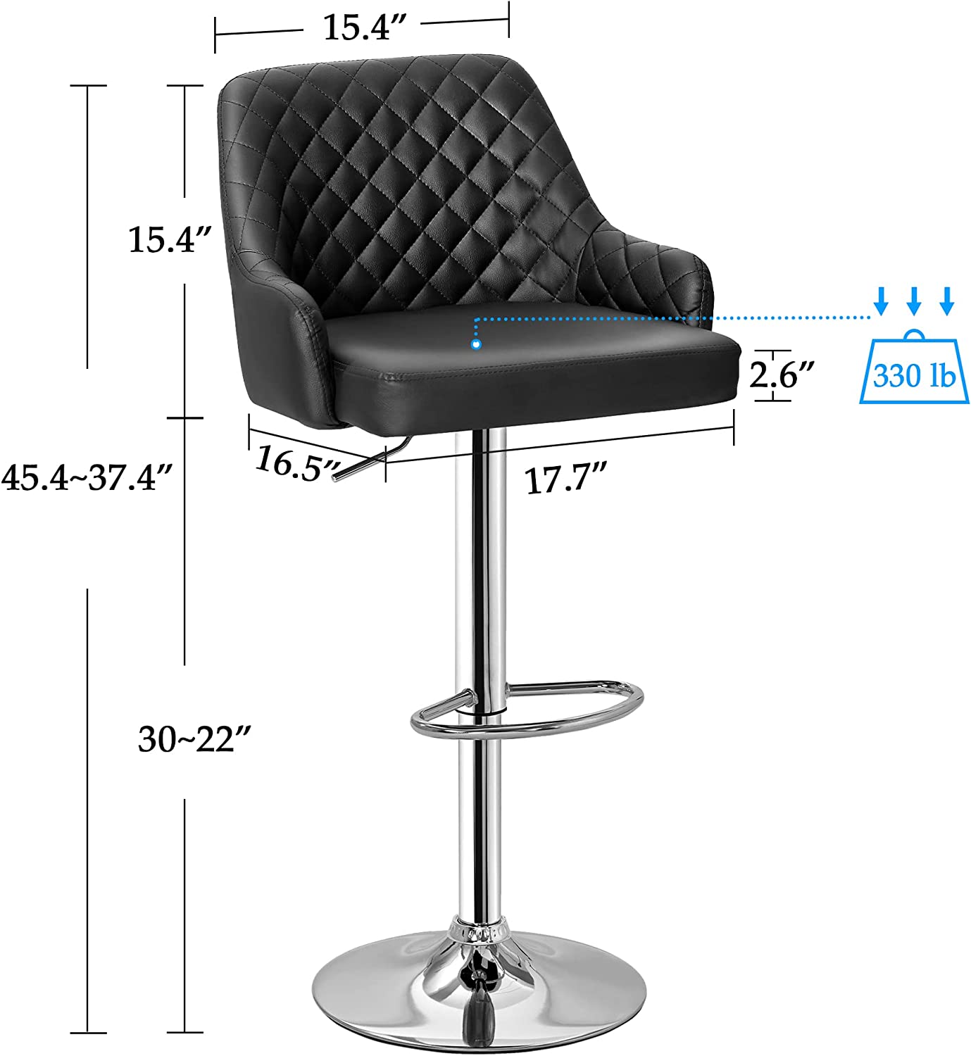 VECELO Adjustable Bar Stools with Back, Bar Height Stools for Kitchen Counter - VECELO