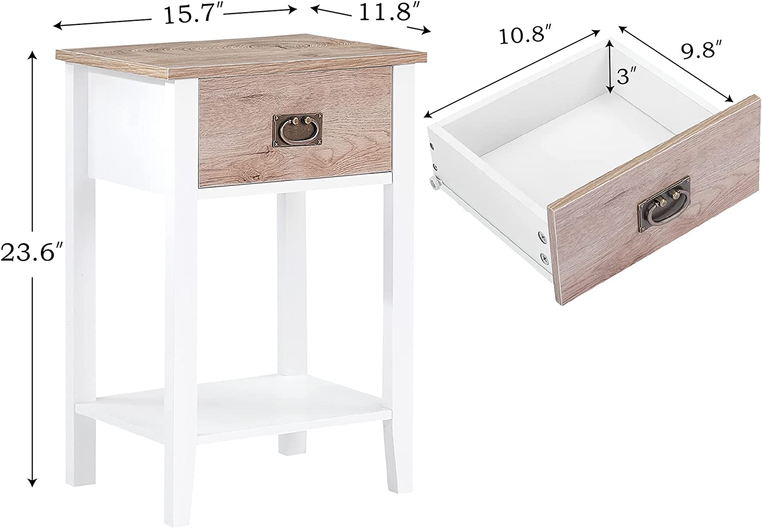 VECELO Modern Nightstands Set of 2, Side End Table with Drawers