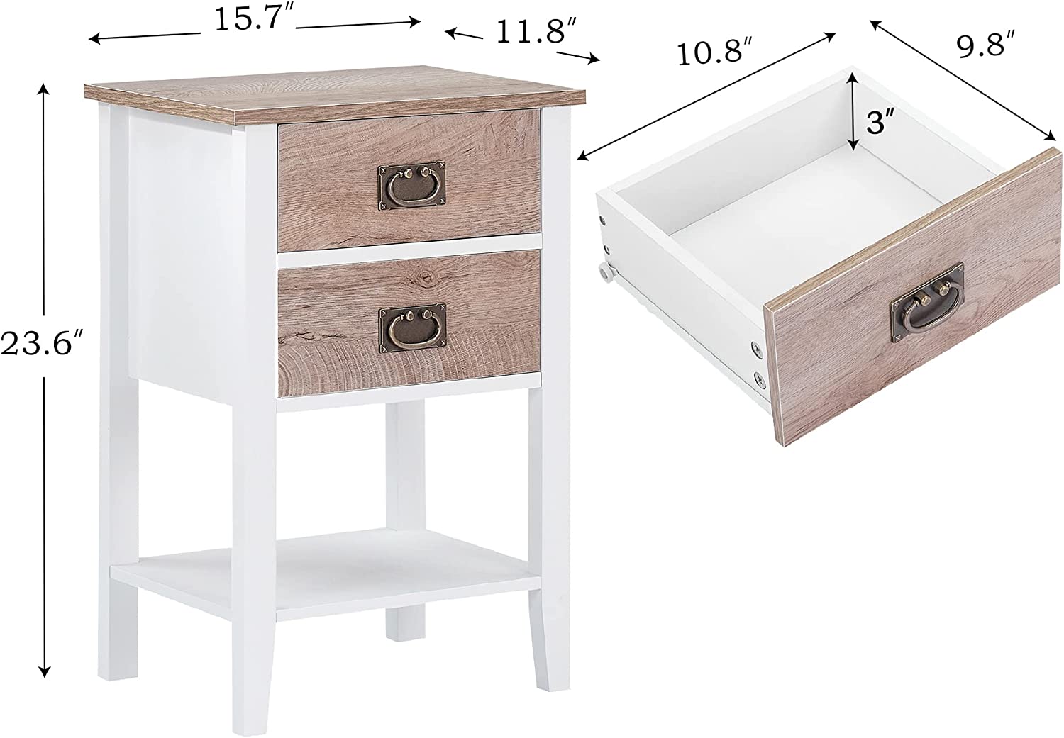 VECELO Modern Nightstands Set of 2, Side End Table with Drawers