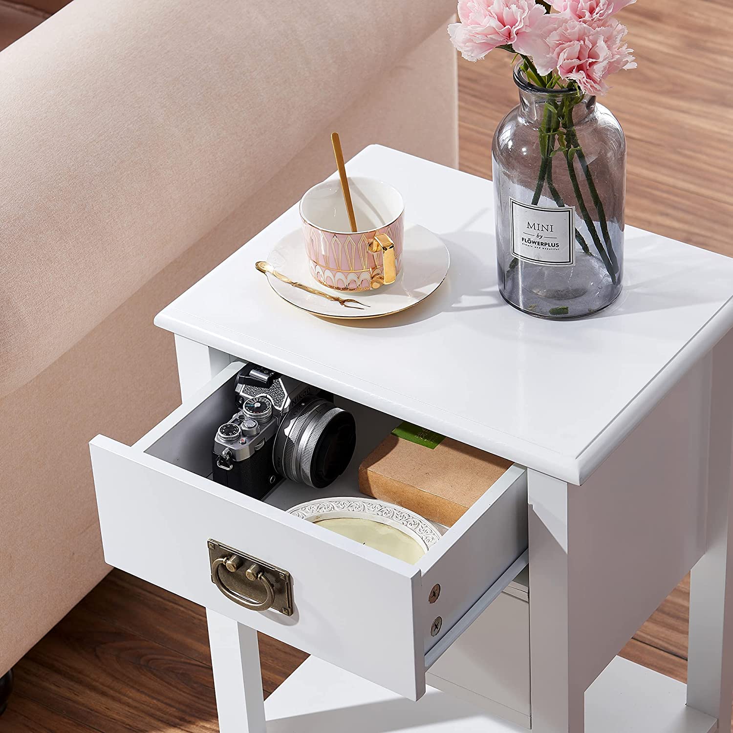 VECELO Modern Nightstands Set of 2, Side End Table with Drawers