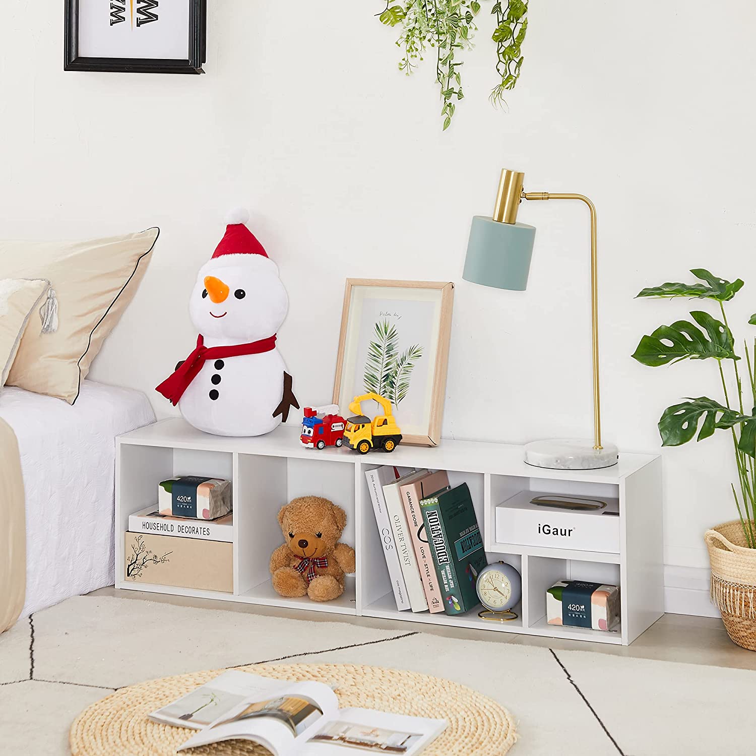 VECELO Modern 3-Tier Small Bookcase, 4 Cube/5 Cube Bookshelf/Storage Organizer