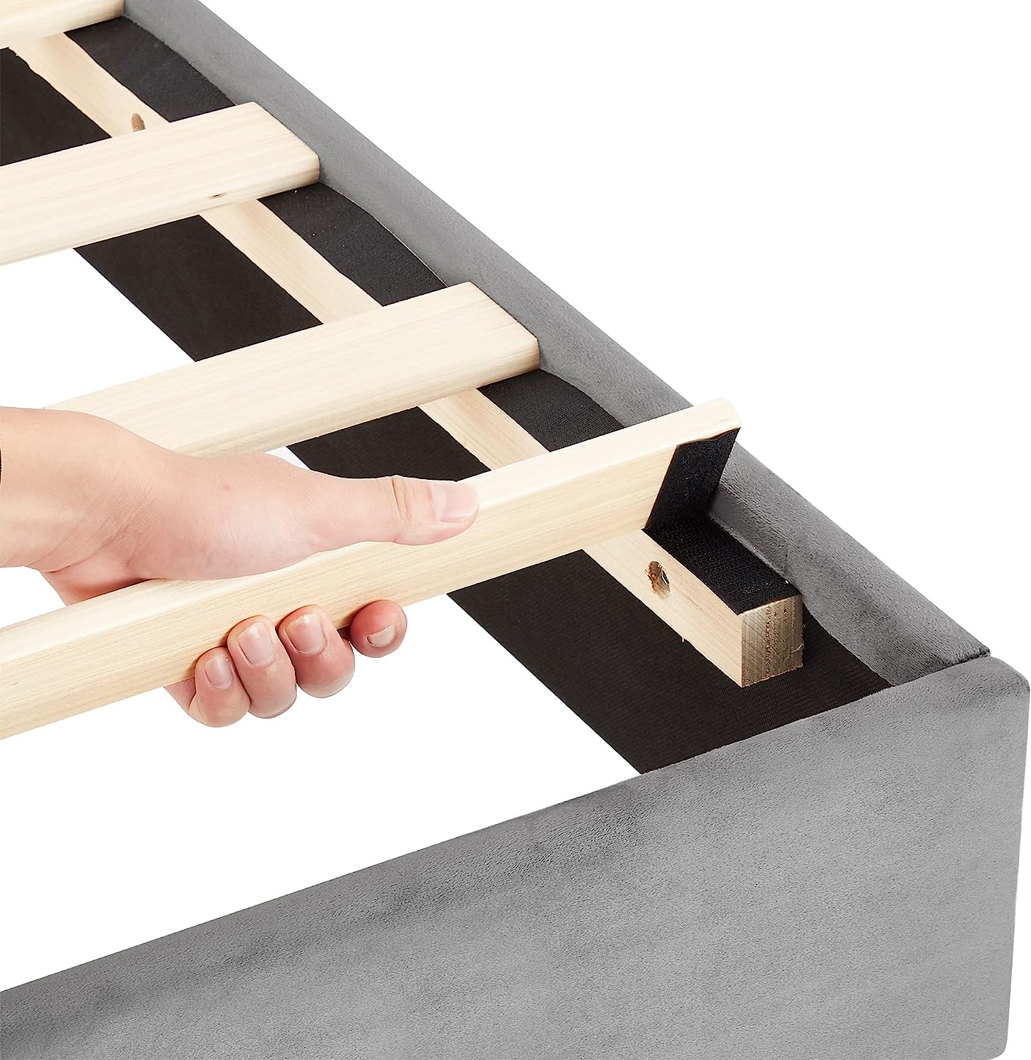 VECELO Upholstered Platform Bed Frame with Adjustable Fabric Headboard