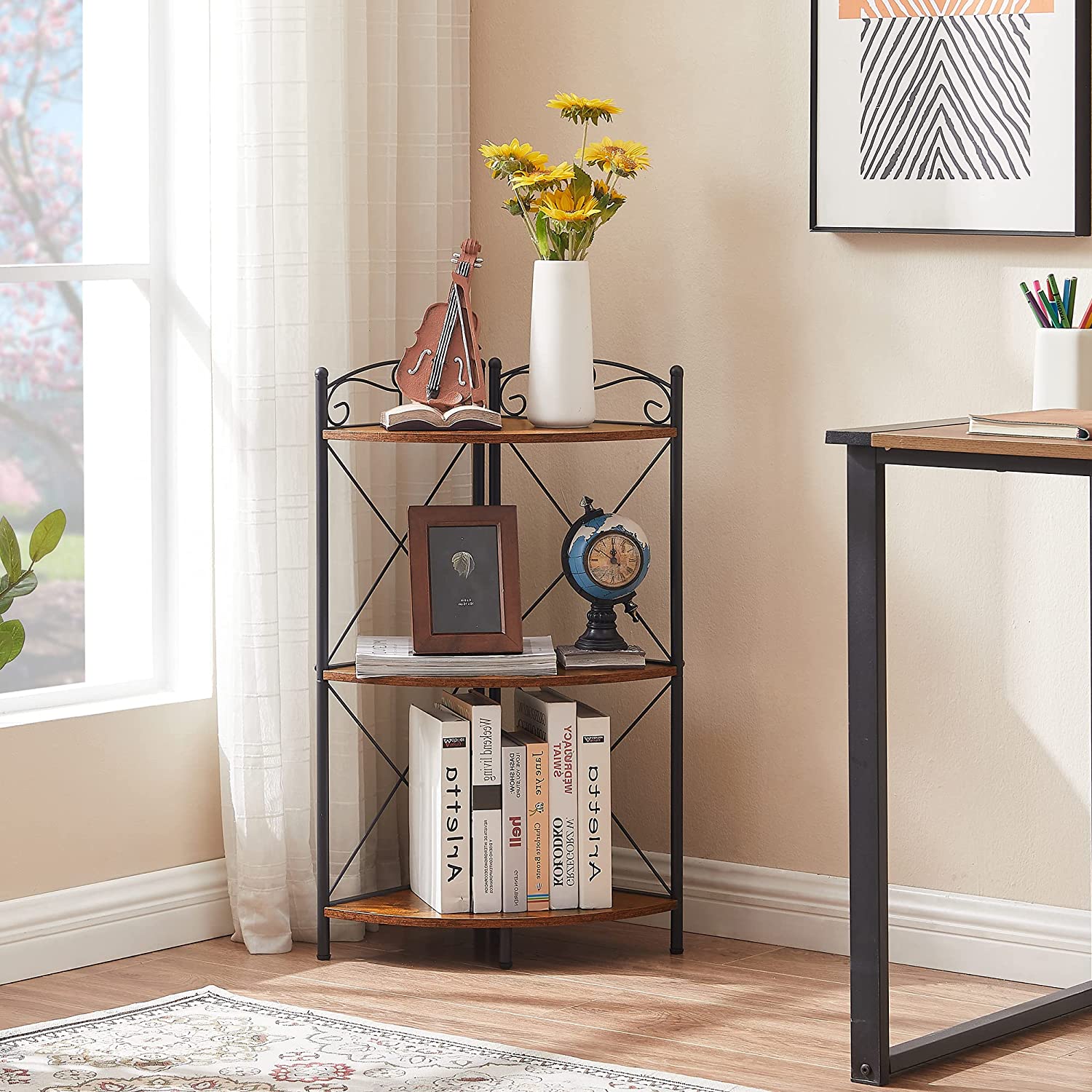 VECELO 3 Ties Corner Display Shelf Free-Standing Organizer - VECELO
