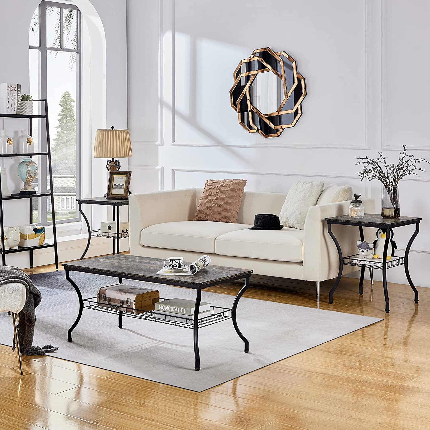 VECELO 3 Pieces Living Room Sets Coffee and End Tables - VECELO