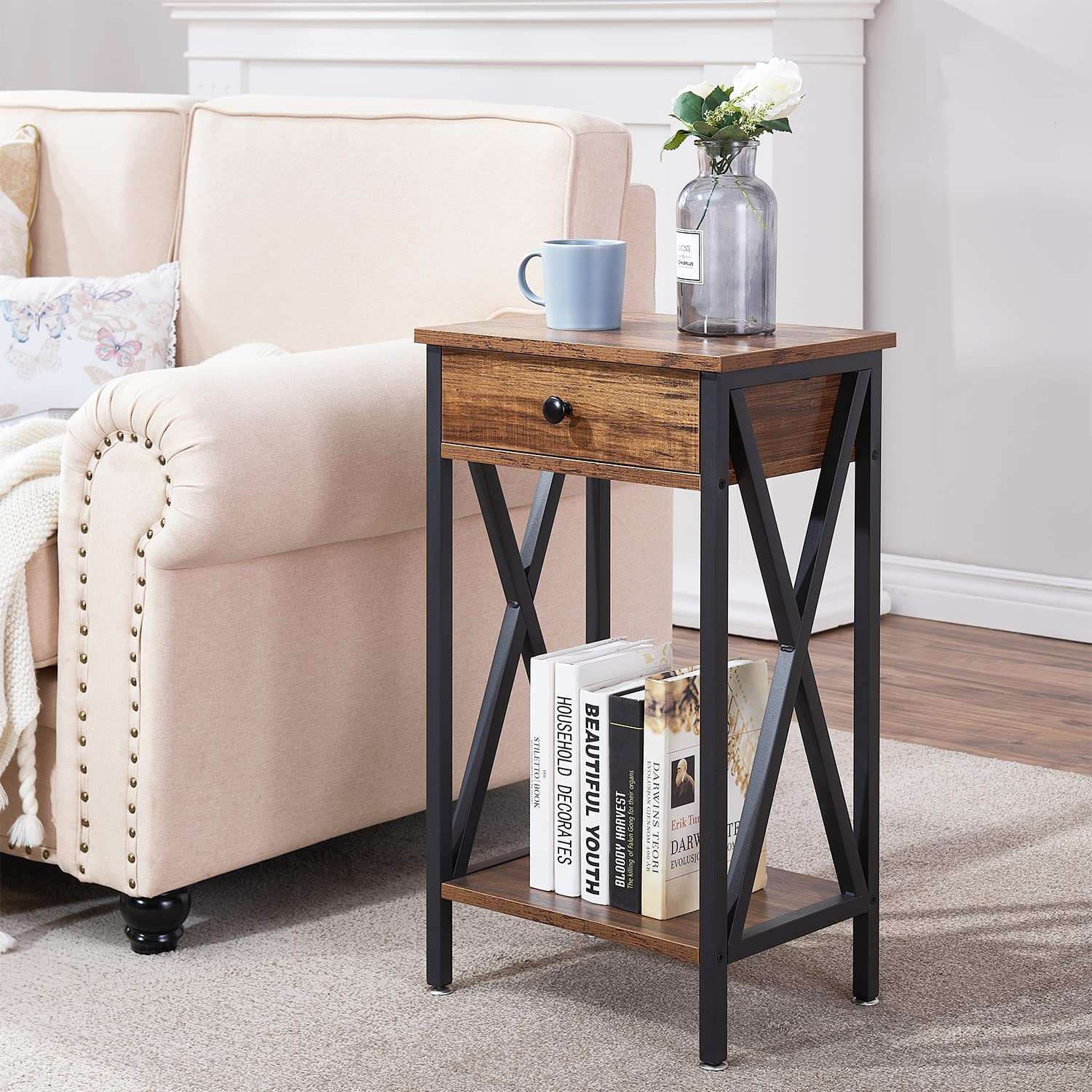 VECELO 27.6‘’ Tall Nightstand End Side Table, 1 pack/2 packs - VECELO