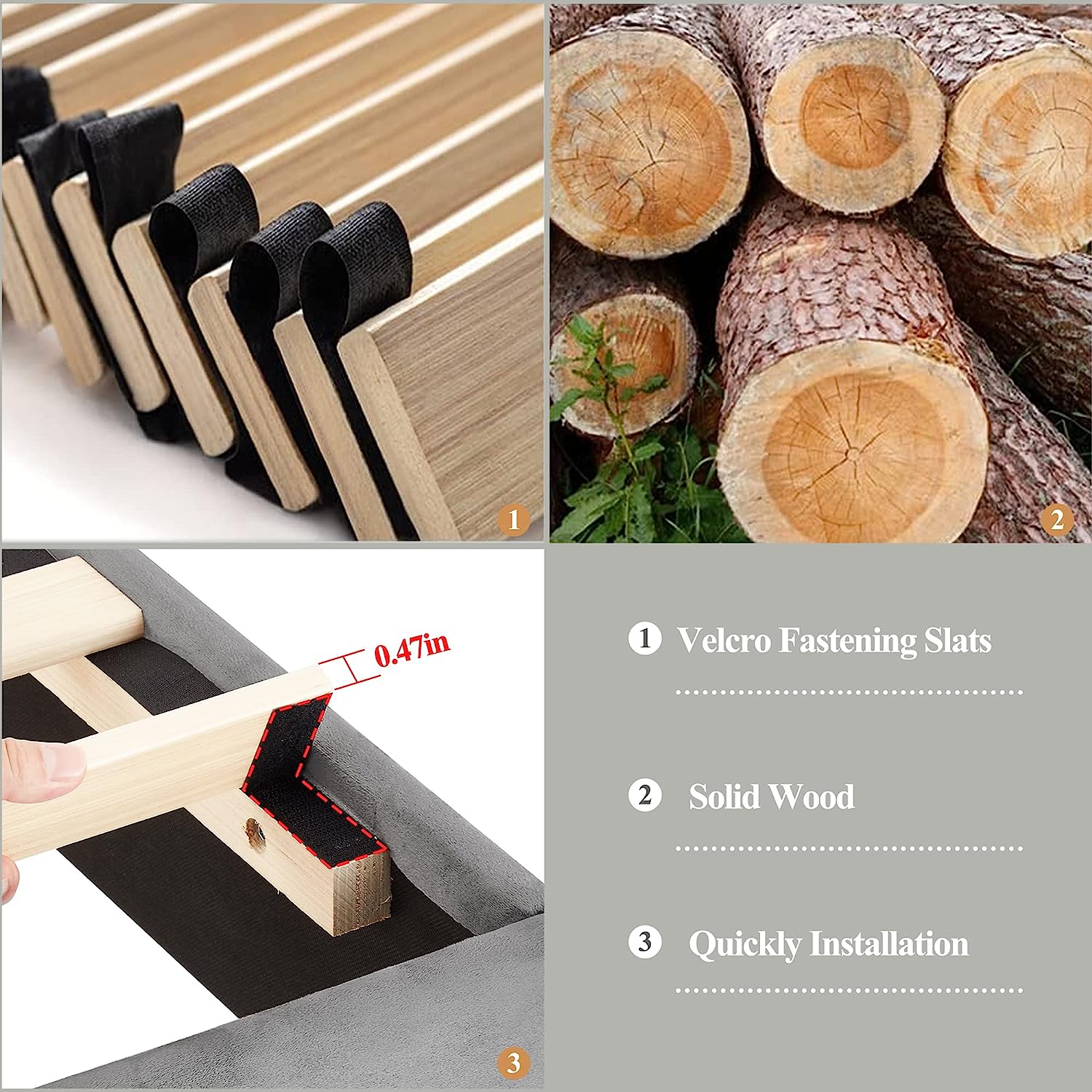 VECELO Modern Upholstered Platform Bedframe, Adjustable Headboard