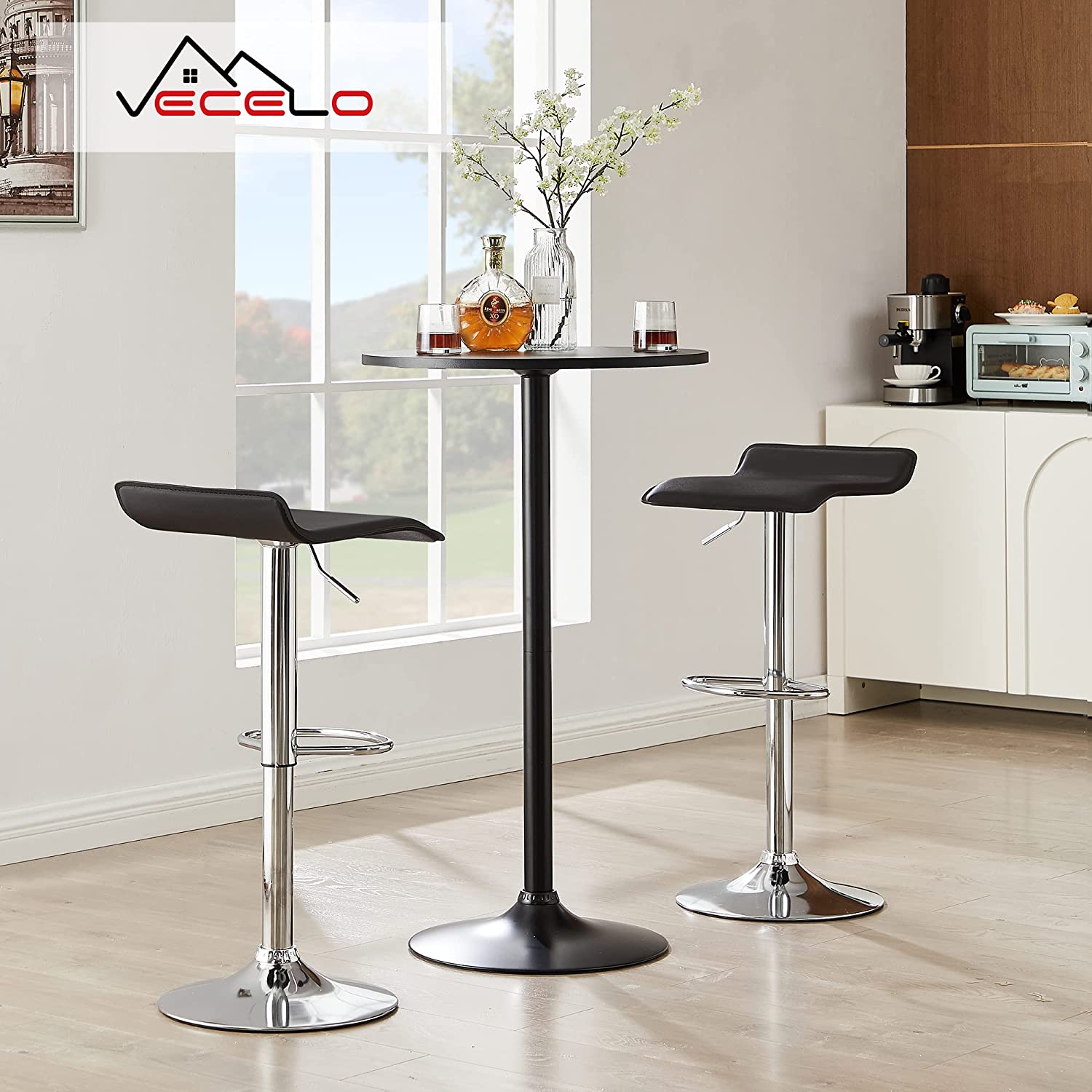 VECELO Counter Height Bar Stools Set of 2, Adjustable Barstools - VECELO