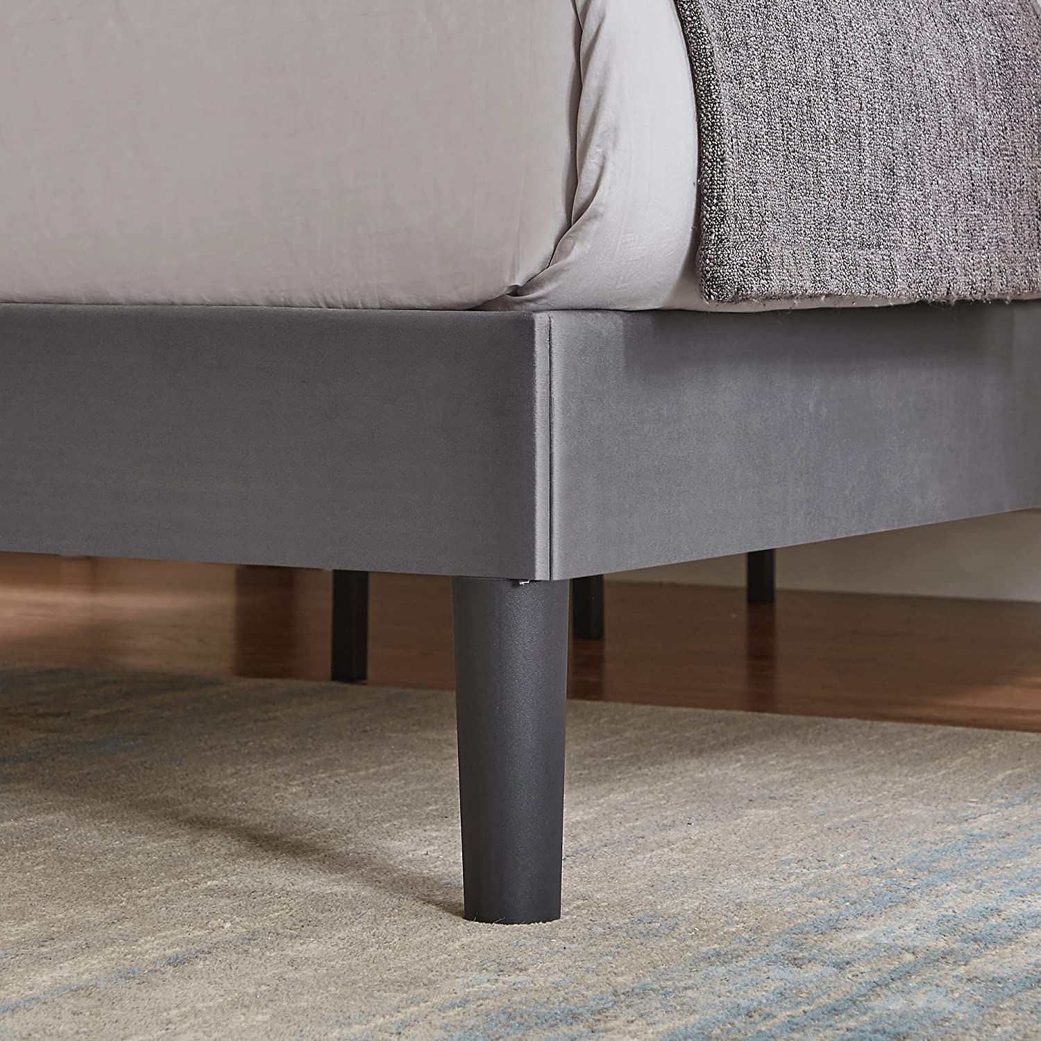 VECELO Bed Frame Platform with Upholstered Headboard & Wooden Slats Support - VECELO