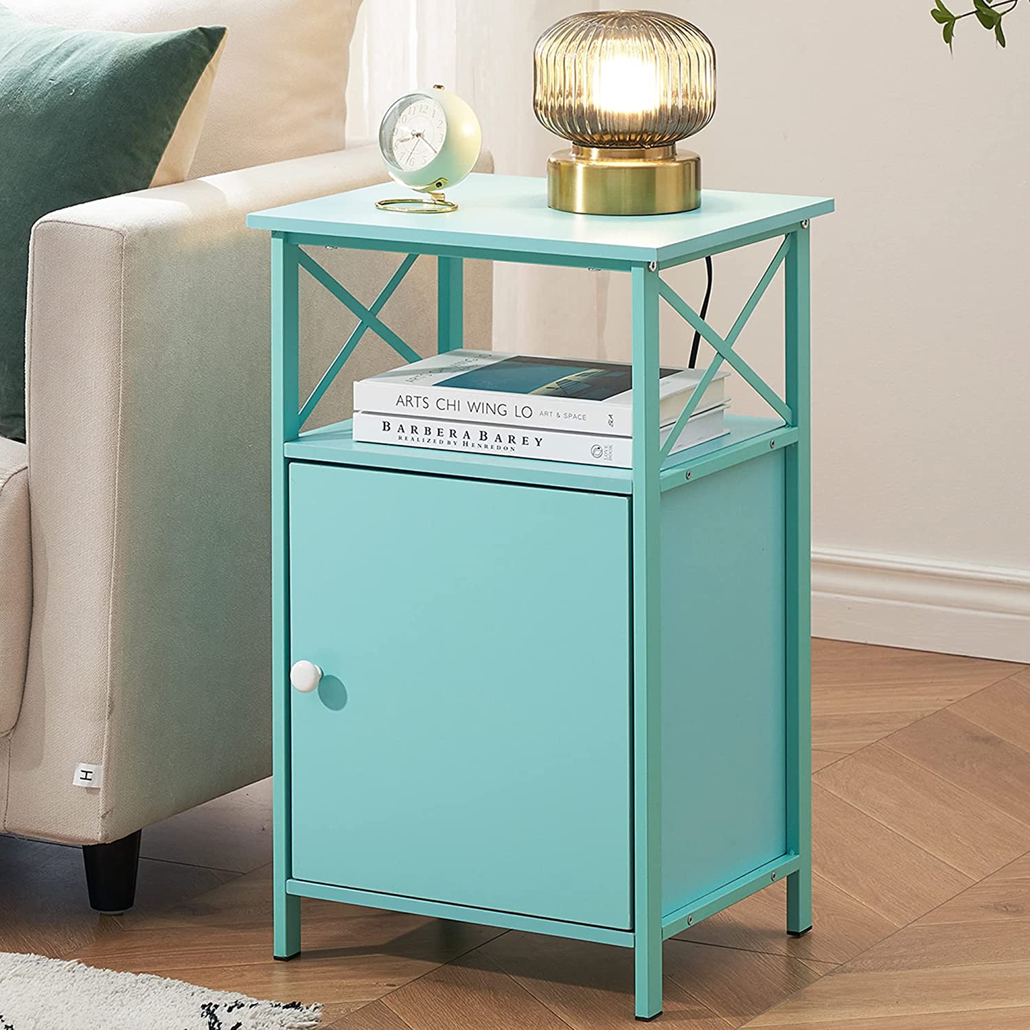 VECELO Tall Side Storage, Large Capacity Bedside Nightstand