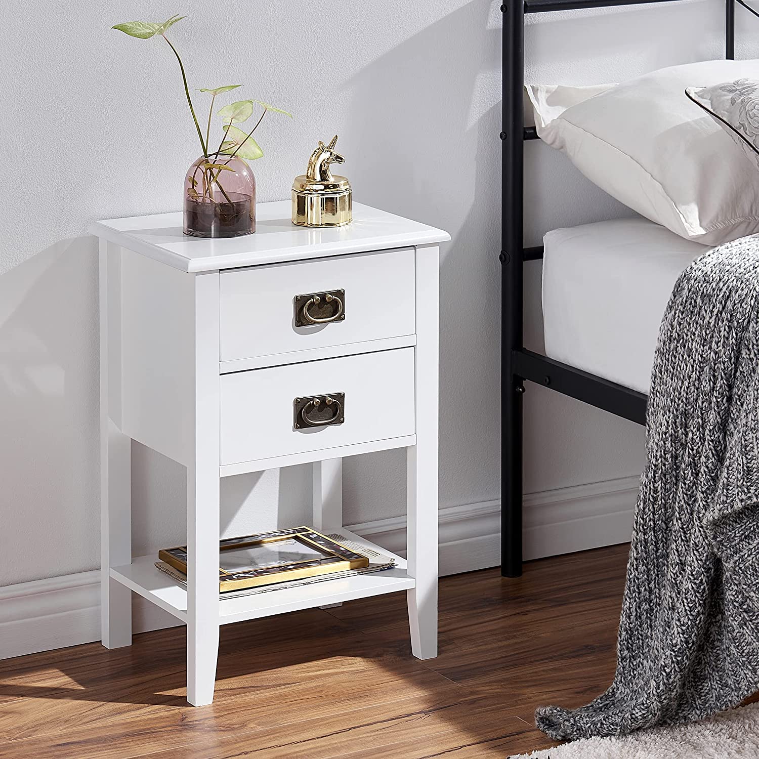 VECELO Modern Nightstands Set of 2, Side End Table with Drawers