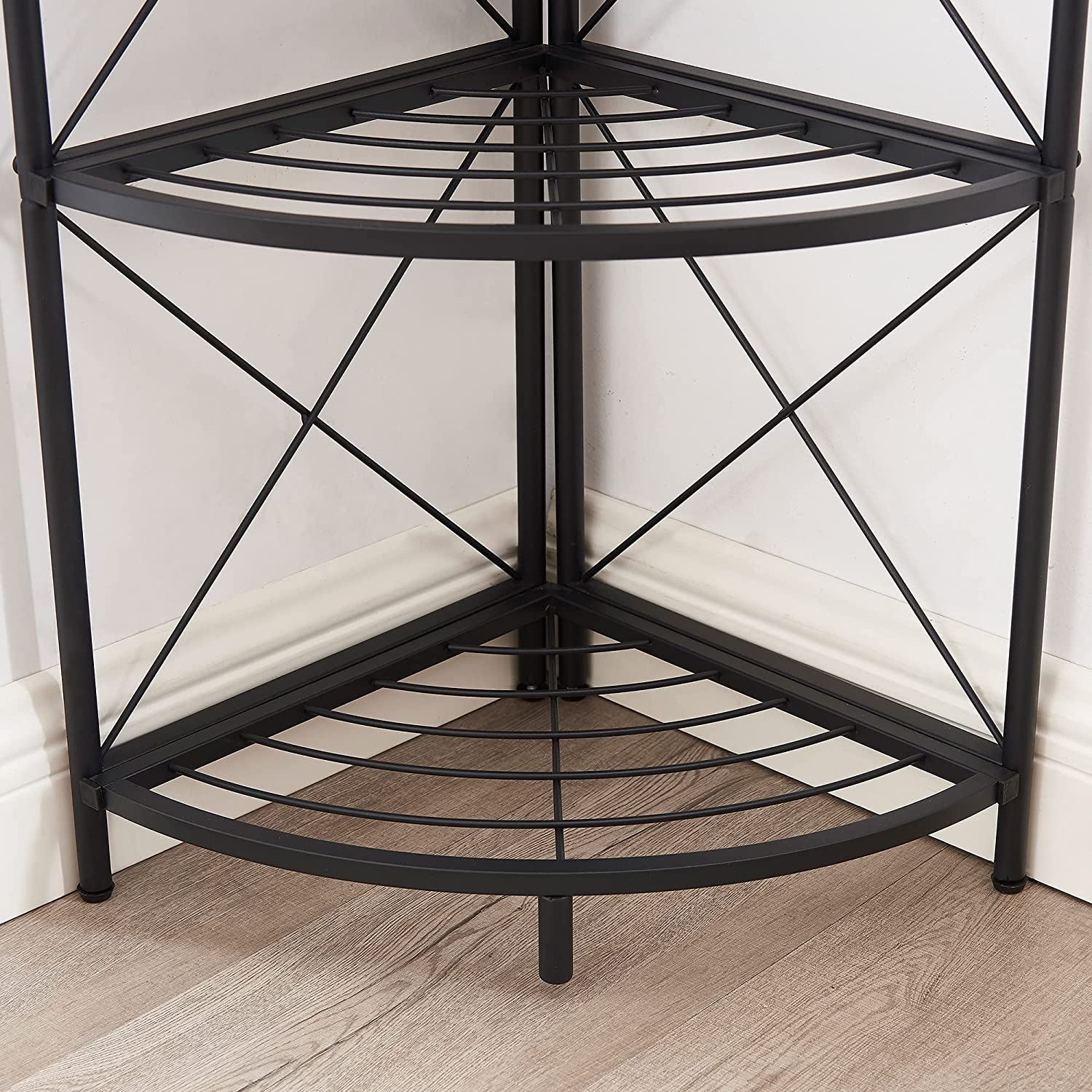 VECELO Corner Storage Cabinet with Wooden Shelves Free-Standing Organizer