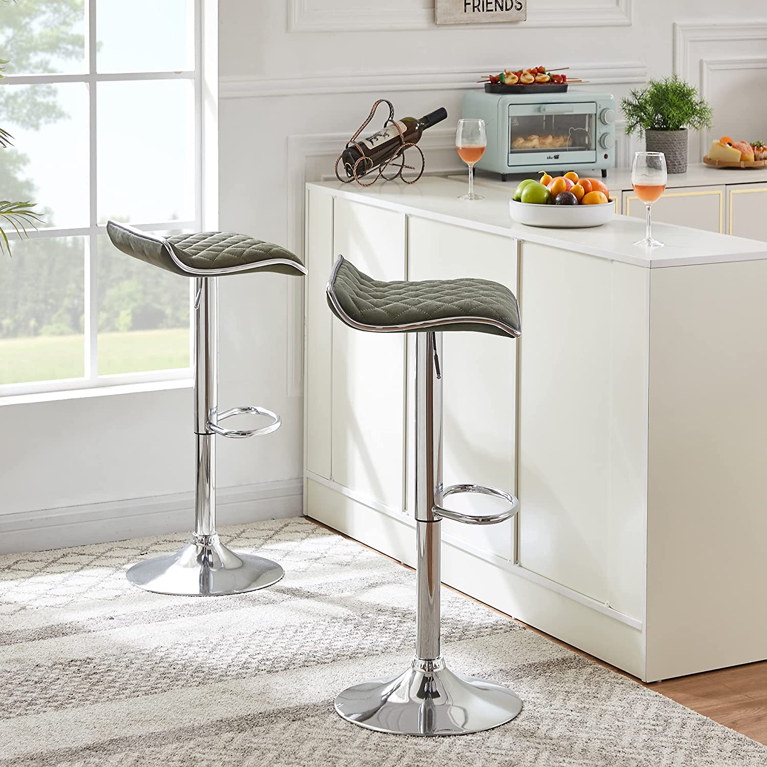 VECELO Bar Stools Set of 2, Kitchen Island Counter Height Bar Chairs - VECELO