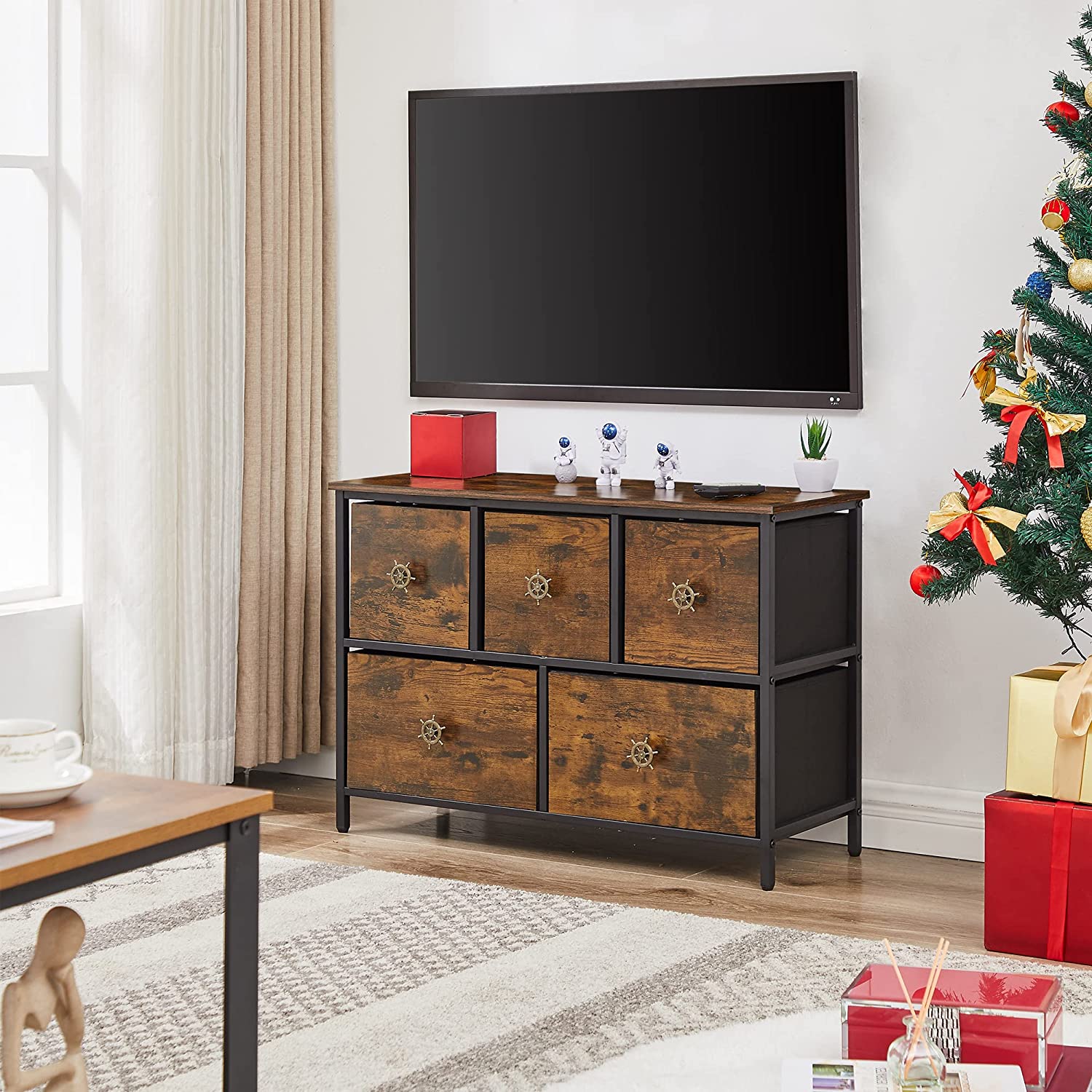 Dresser for Bedroom with 5 Fabric Drawers