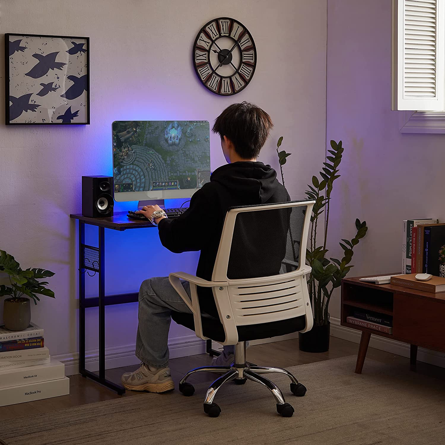 VECELO Computer Desk with Storage Sturdy Laptop No Assembly Required Study Table - VECELO