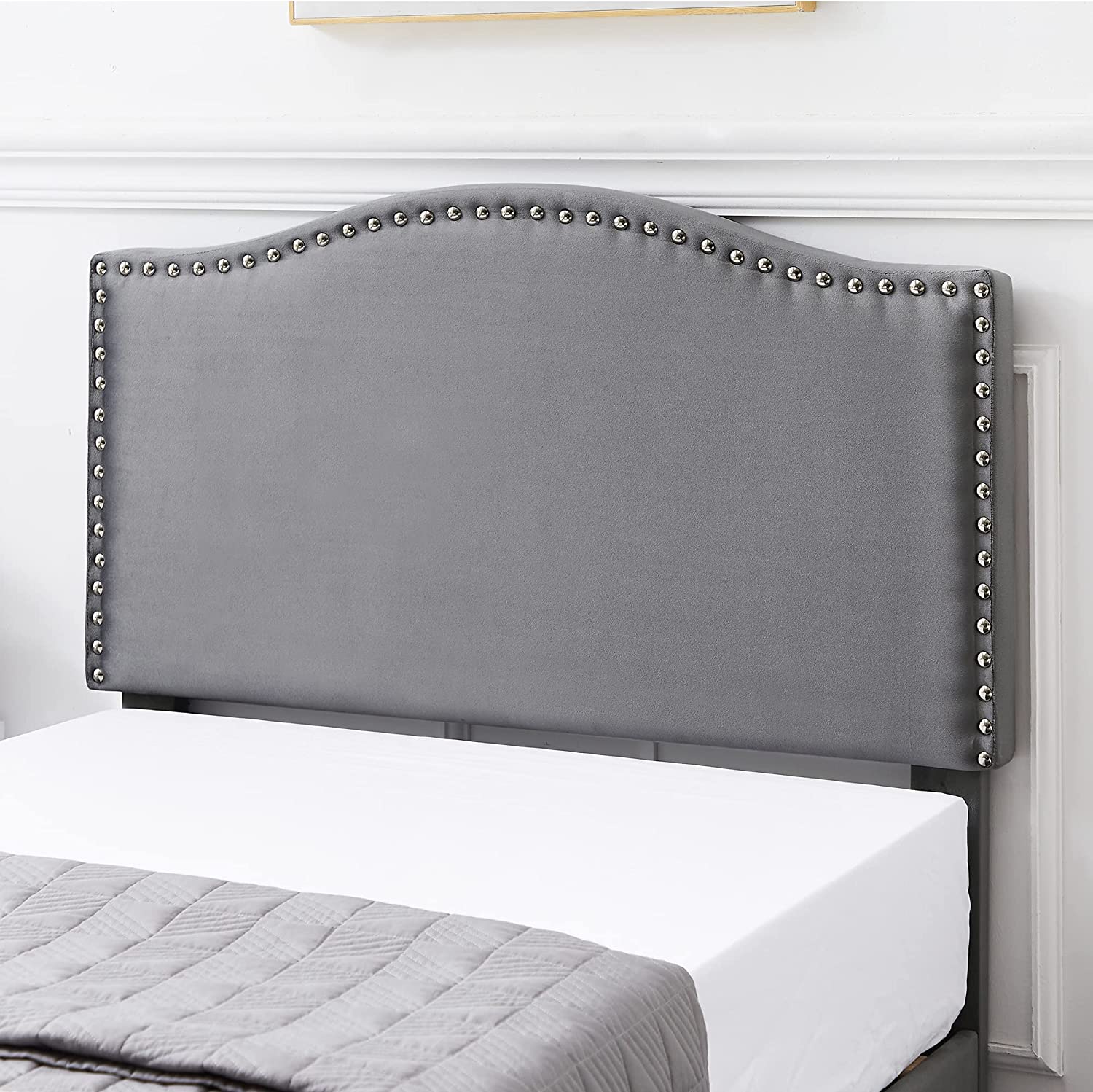 VECELO Bed Frame Platform with Upholstered Headboard & Wooden Slats Support - VECELO