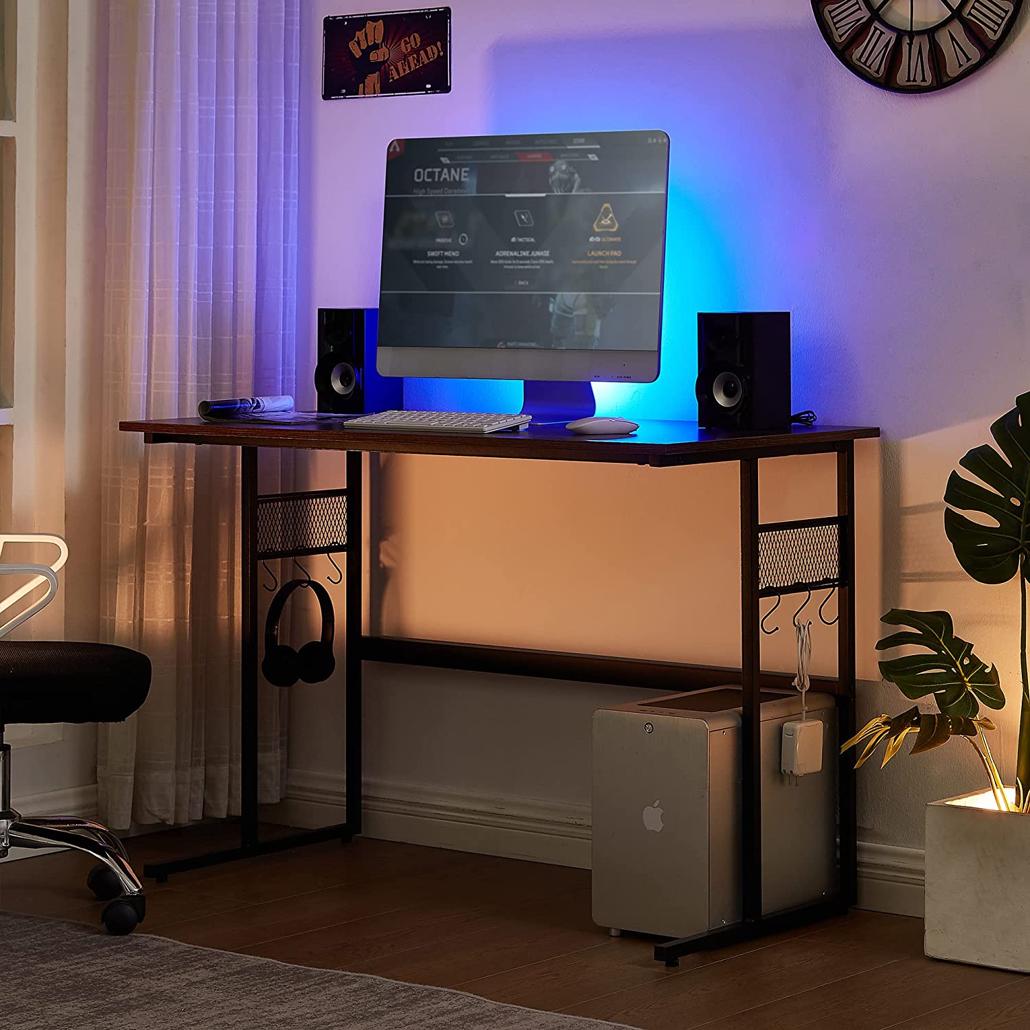 VECELO Computer Desk with Storage Sturdy Laptop No Assembly Required Study Table - VECELO