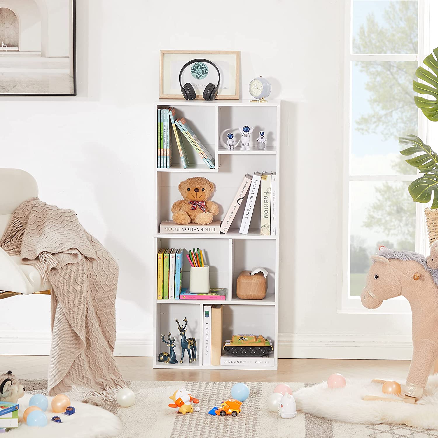 VECELO 42 Inch High Bookcase, 4-Tier Modern Storage Cabinet 7 Cubes - VECELO