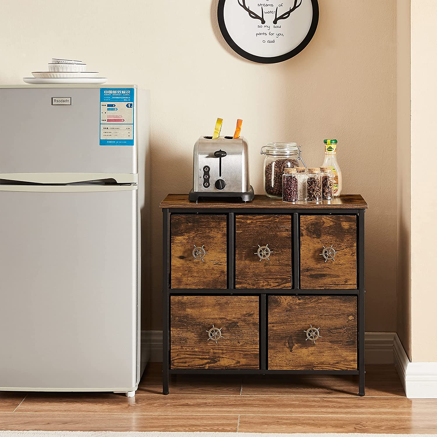 Dresser for Bedroom with 5 Fabric Drawers