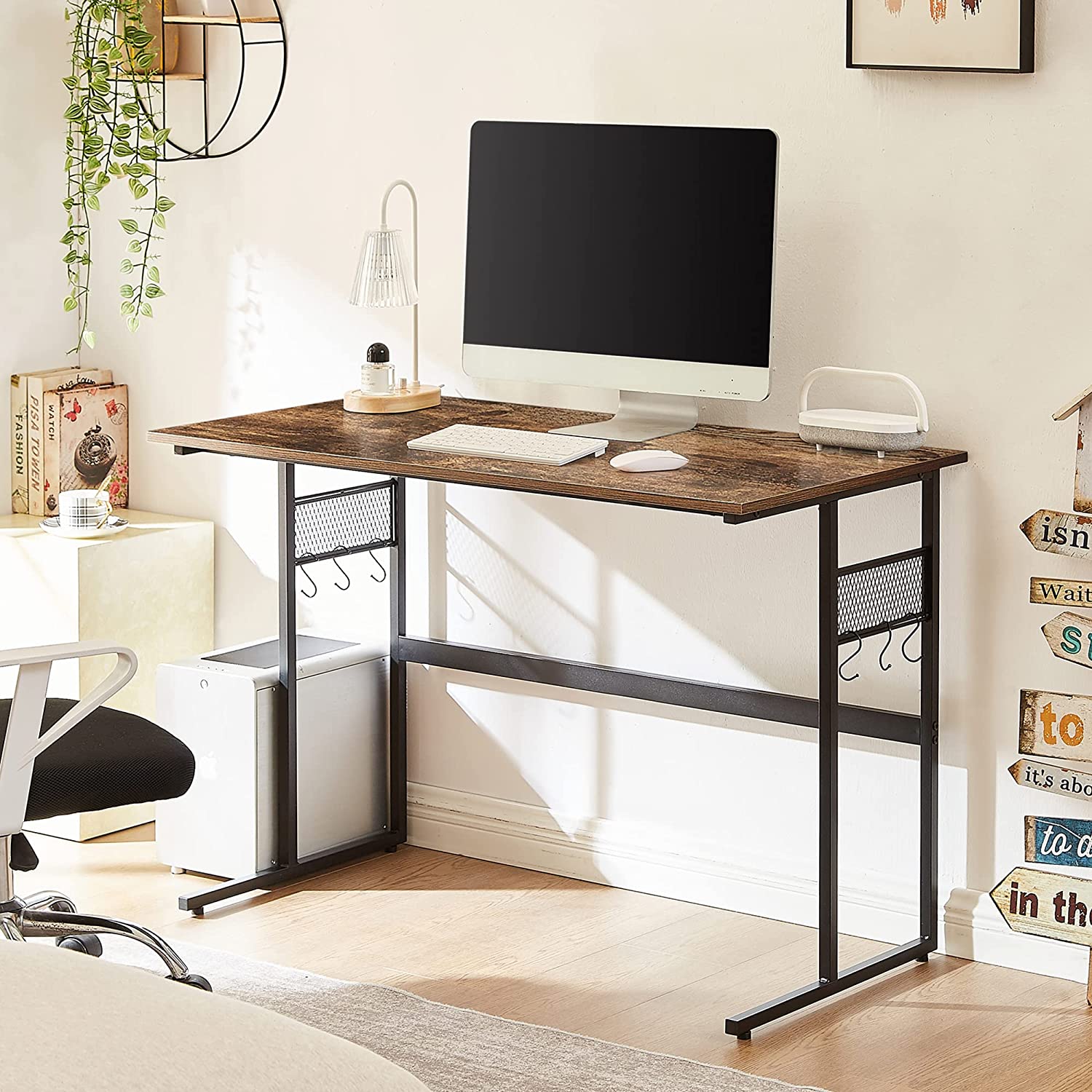 VECELO Computer Desk with Storage Sturdy Laptop No Assembly Required Study Table - VECELO