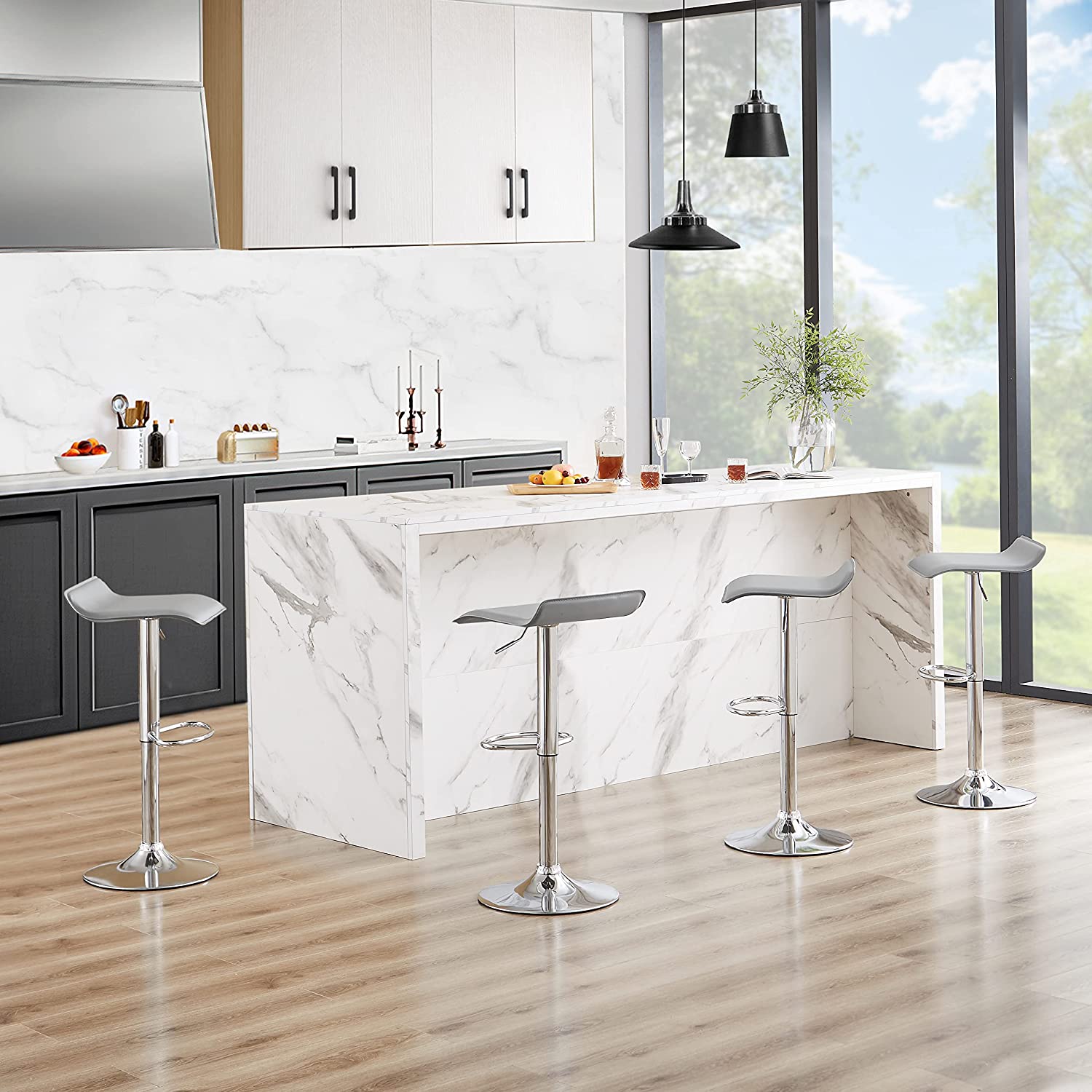 VECELO Counter Height Bar Stools Set of 2, Adjustable Barstools - VECELO