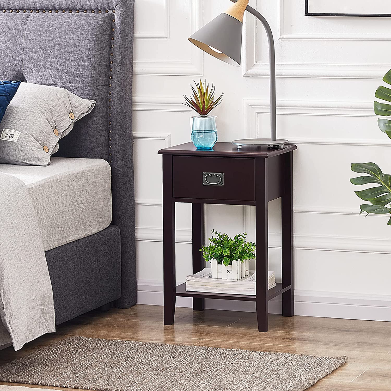 VECELO Modern Nightstands Set of 2, Side End Table with Drawers