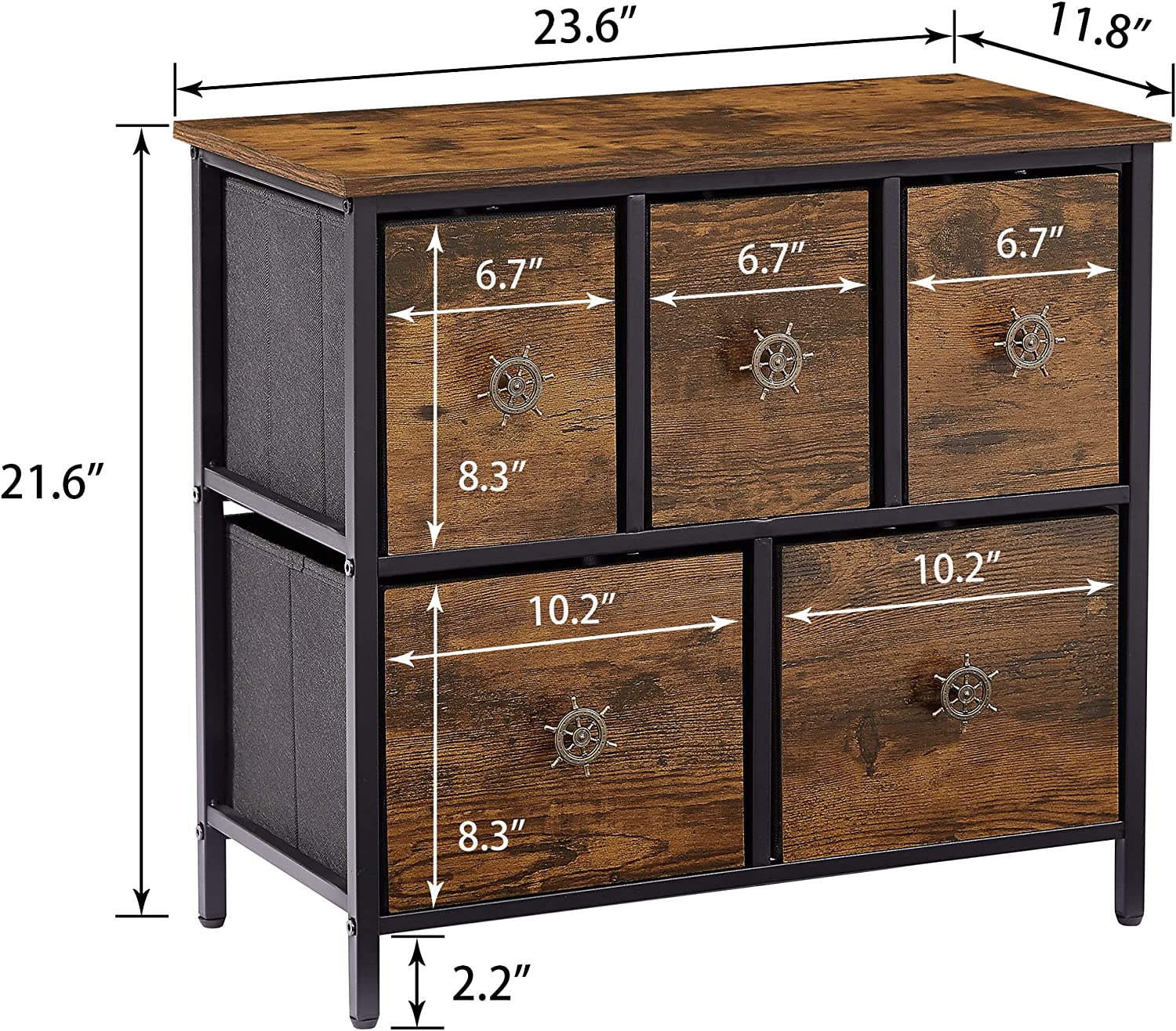 Dresser for Bedroom with 5 Fabric Drawers