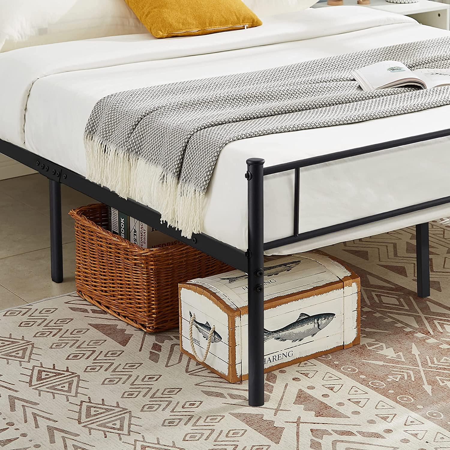 VECELO Metal Platform Bed Frame Mattress Foundation Decorative Headboard & Footboard