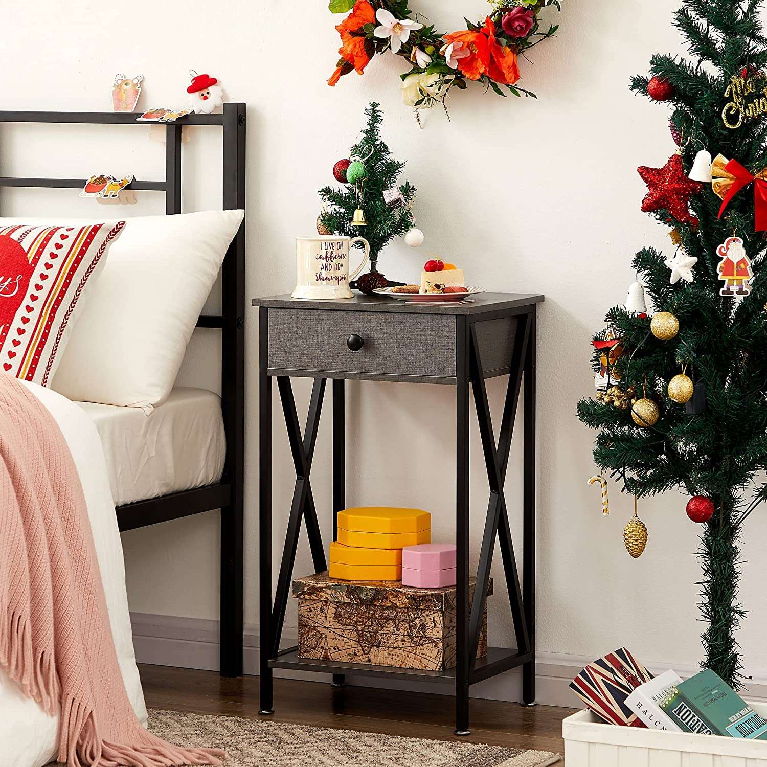 VECELO 27.6‘’ Tall Nightstand End Side Table, 1 pack/2 packs - VECELO