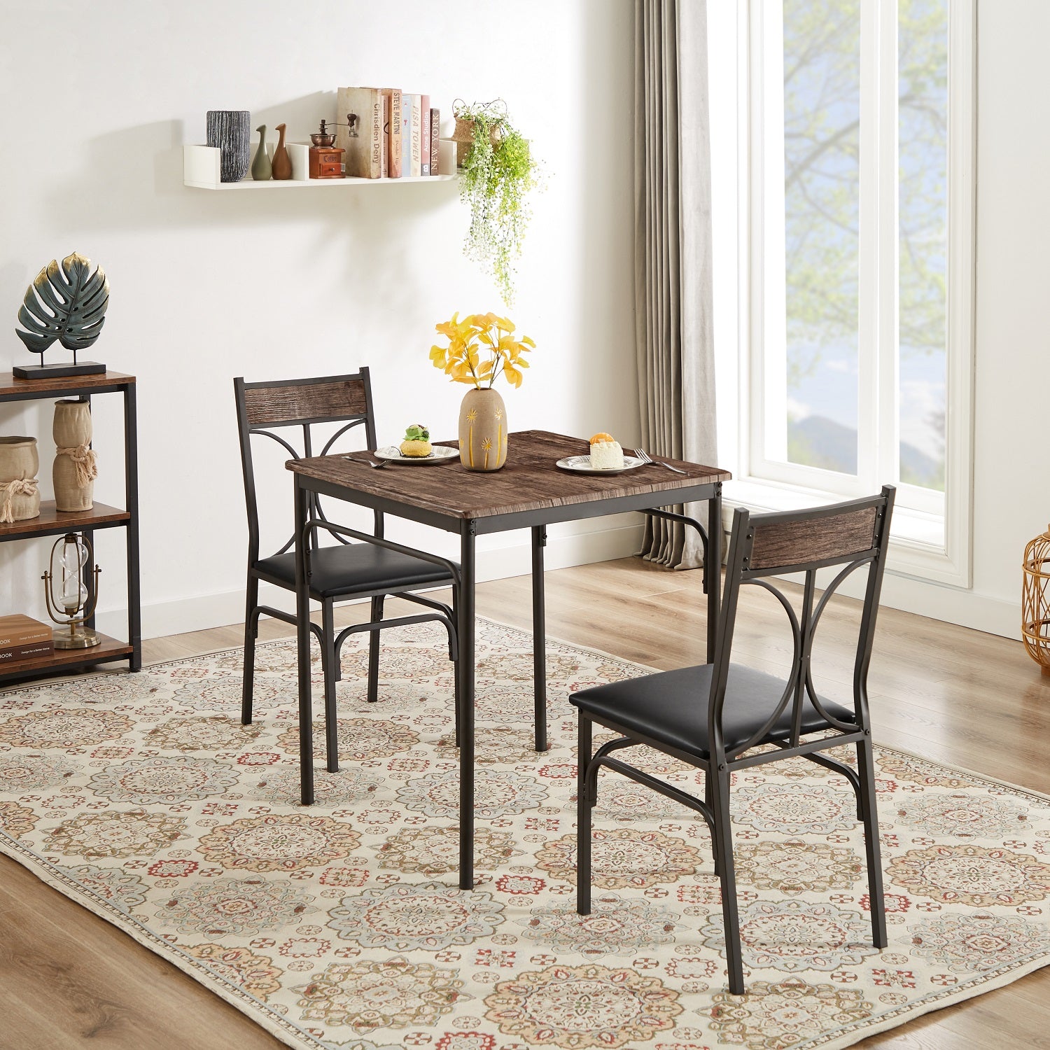 Industrial Style 3-Piece Dining Room Table Set