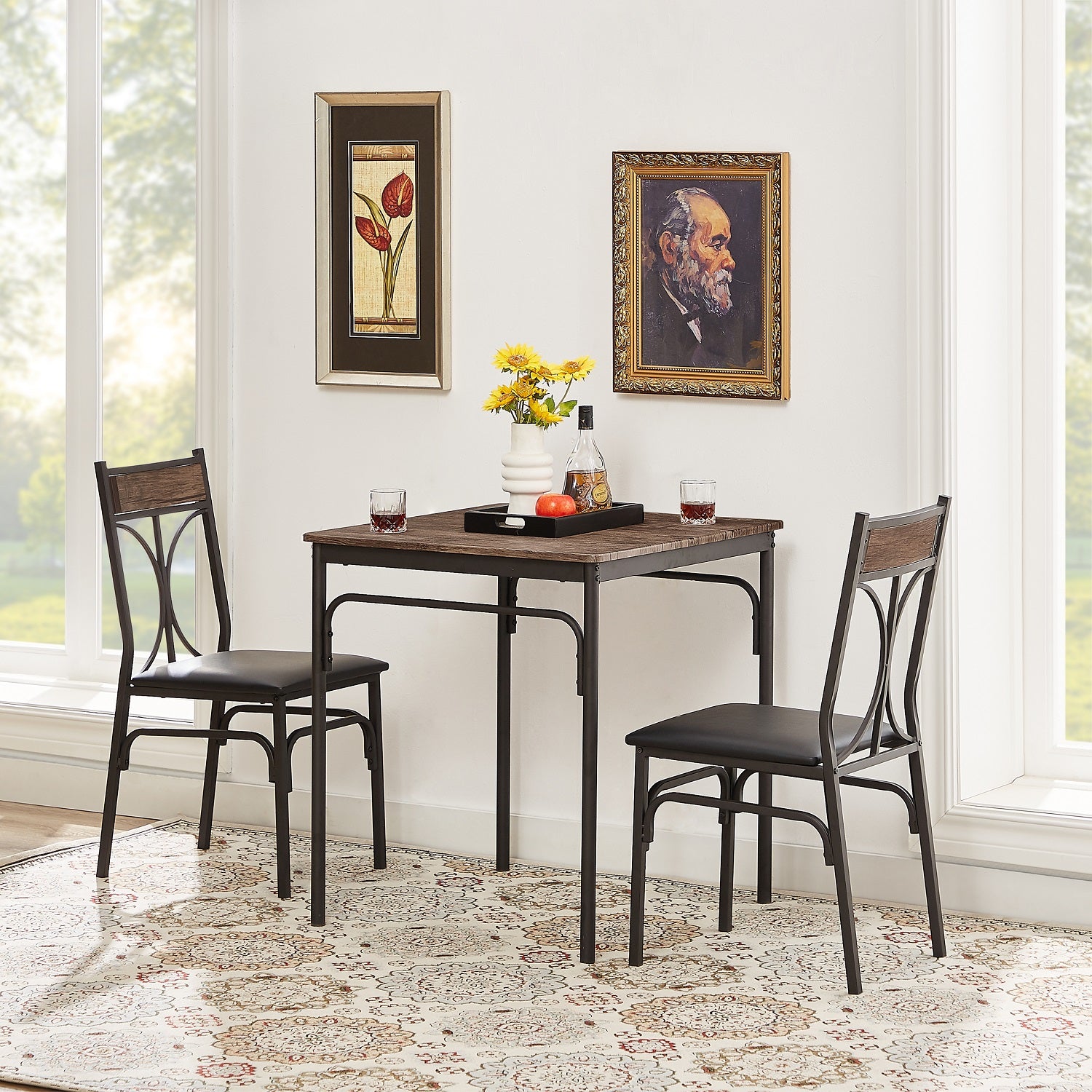 Industrial Style 3-Piece Dining Room Table Set