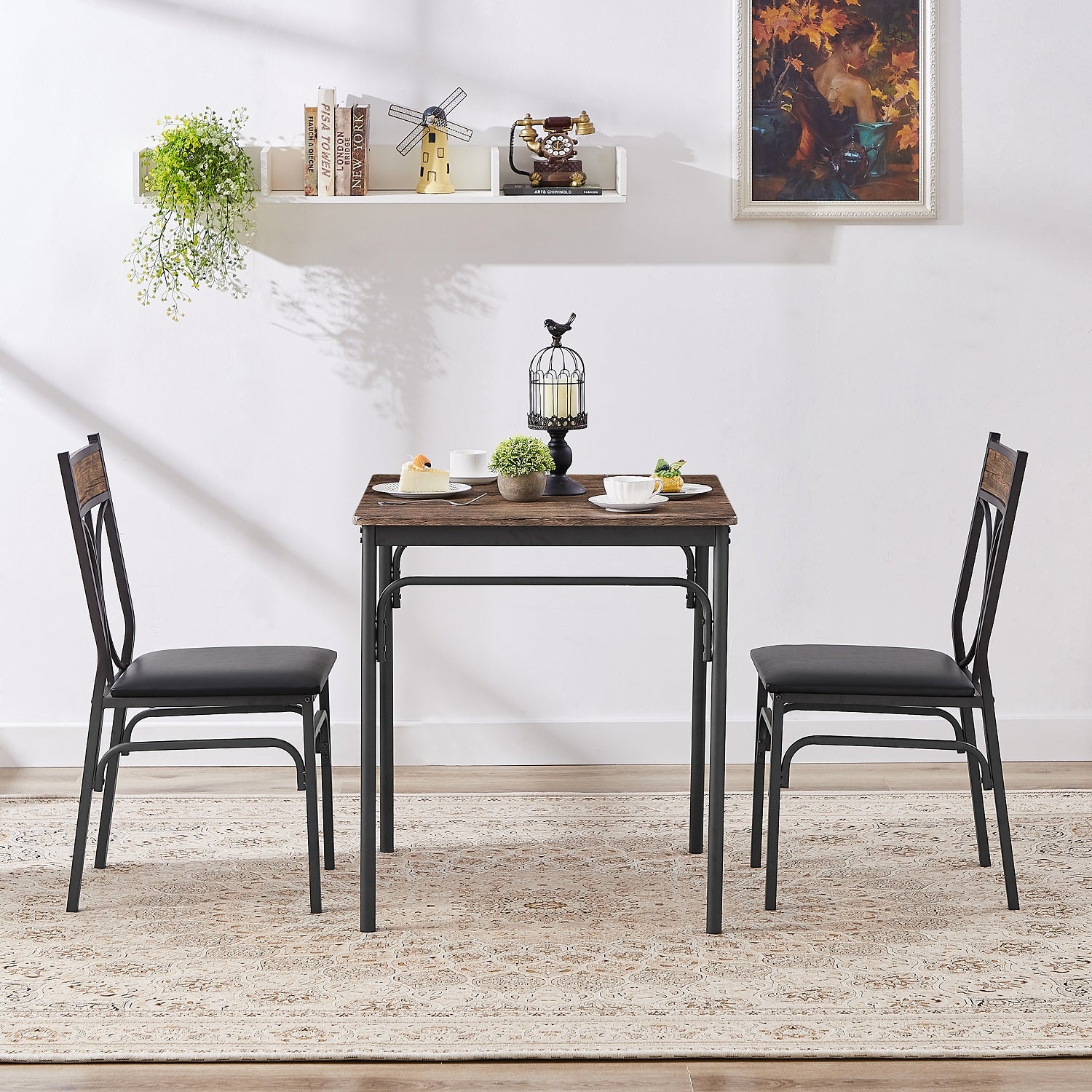 Industrial Style 3-Piece Dining Room Table Set