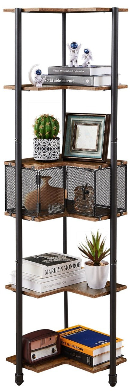 VECELO Corner Cabinet, 58 Inch Tall Storage Shelf, 6-Tier Display Shelves Rack - VECELO
